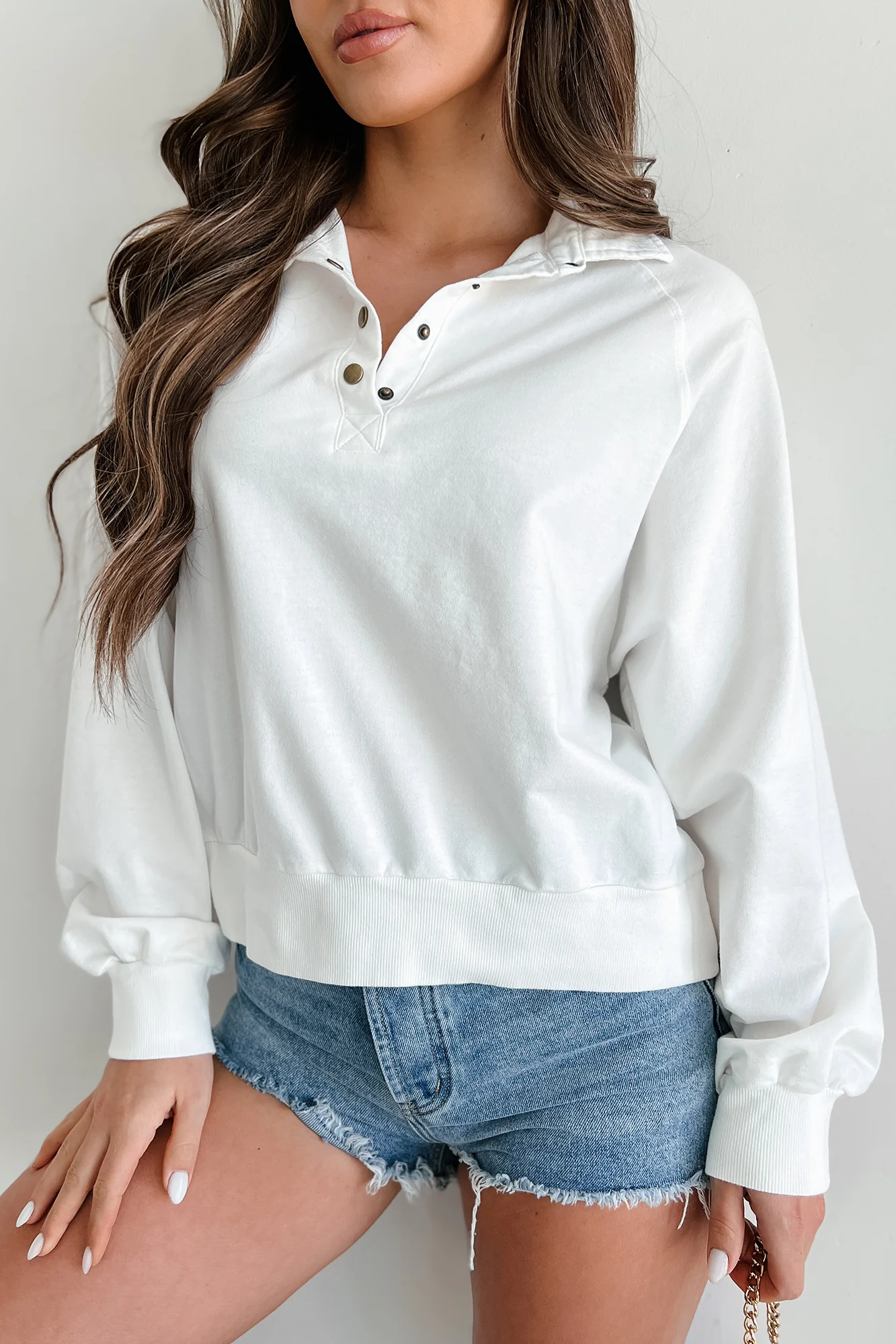 Adventure Of A Lifetime Collared Snap-Button Top (Off White) - Image 3