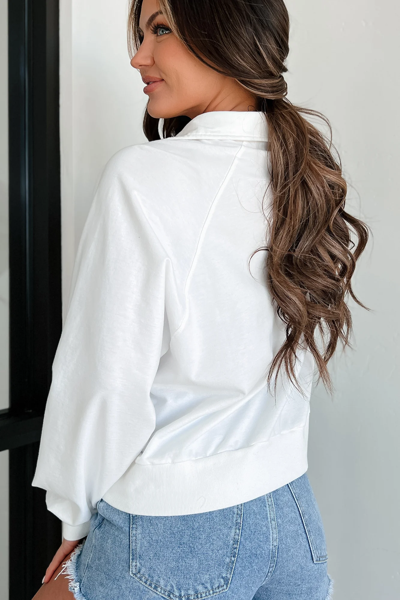 Adventure Of A Lifetime Collared Snap-Button Top (Off White) - Image 4