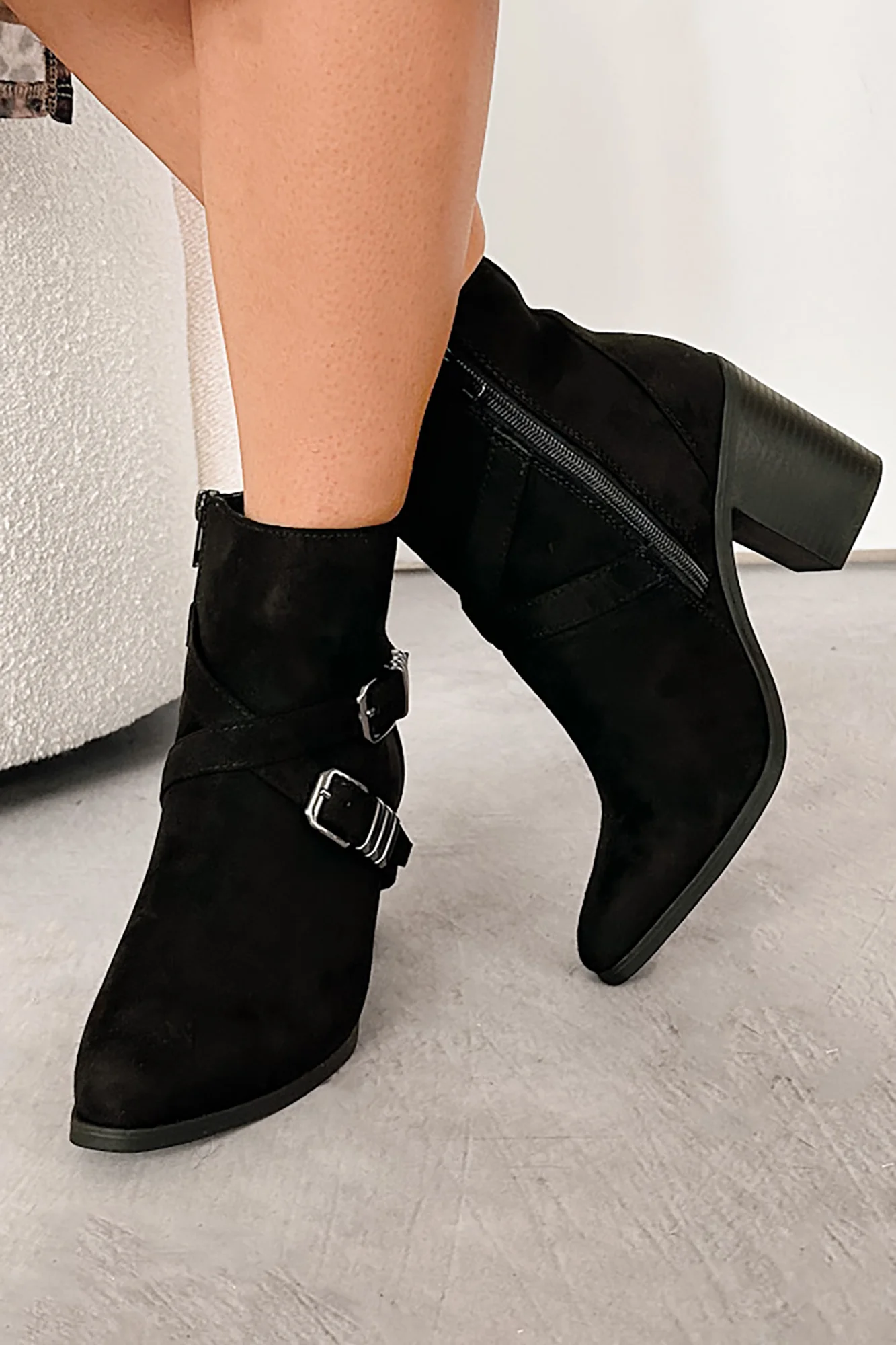 Back On My Feet Buckle Strap Booties (Black) - Image 3