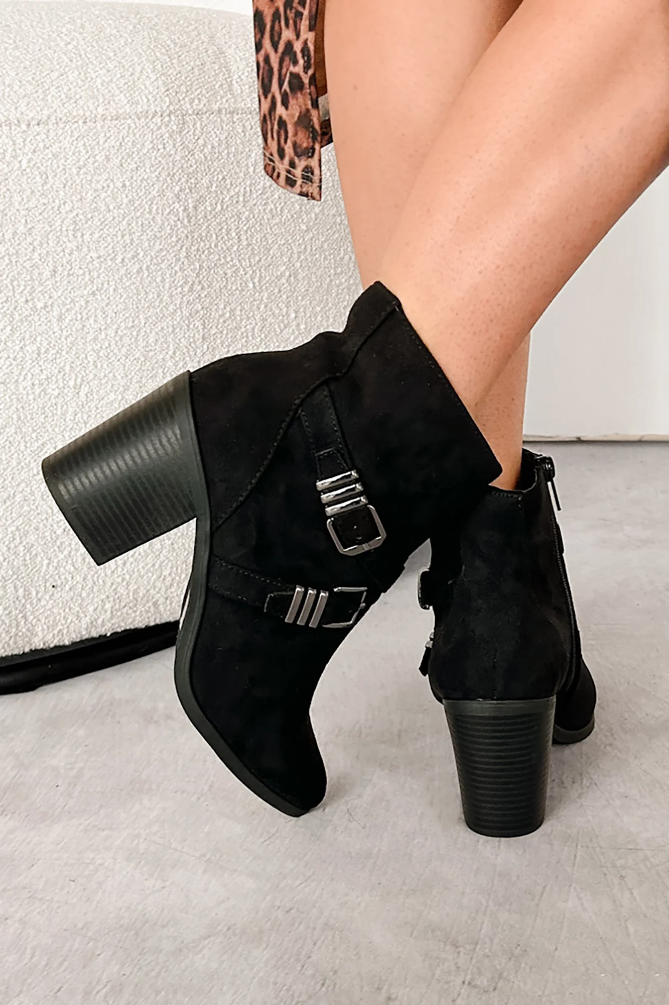 Back On My Feet Buckle Strap Booties (Black) - Image 4