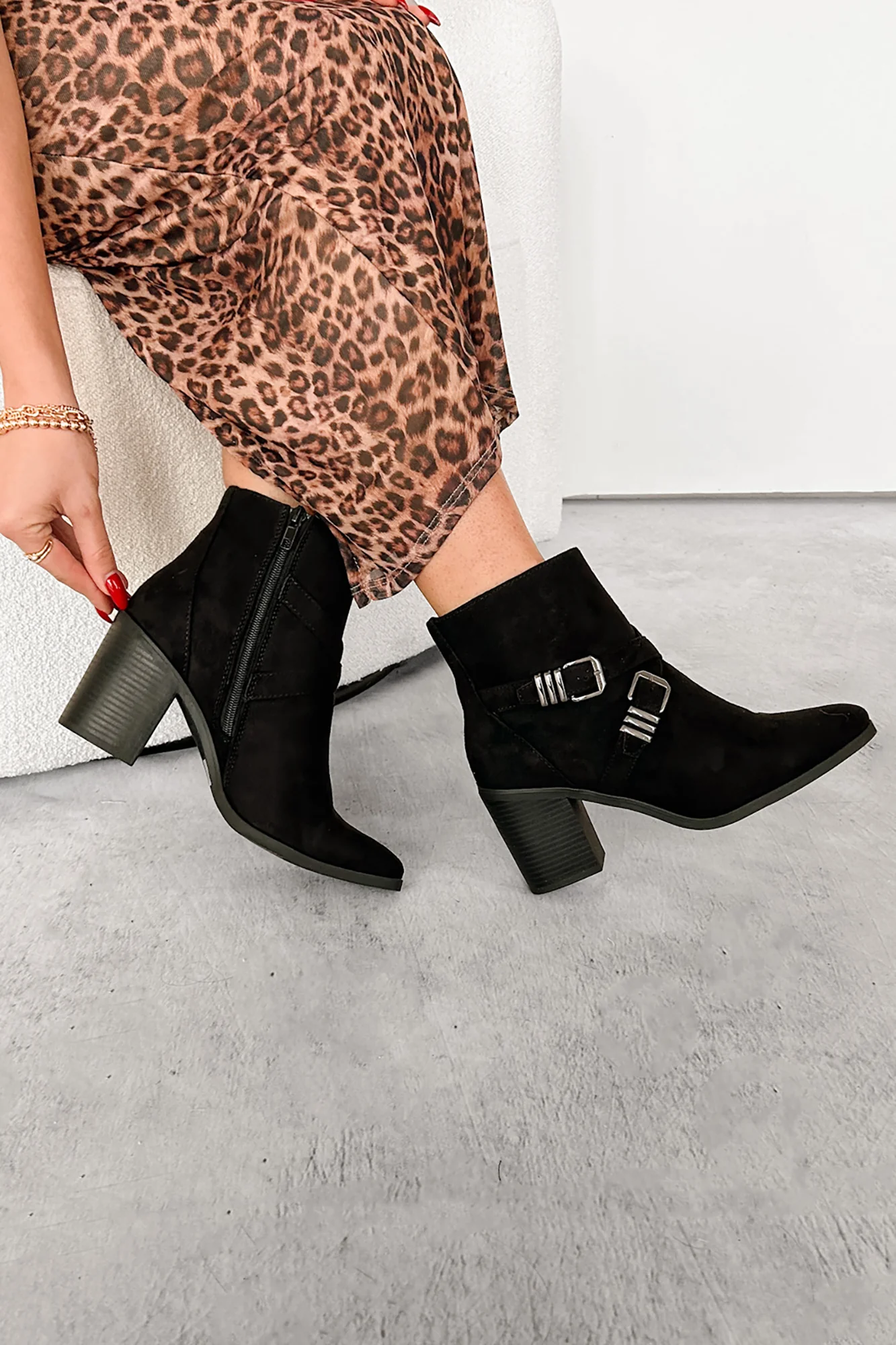 Back On My Feet Buckle Strap Booties (Black) - Image 6