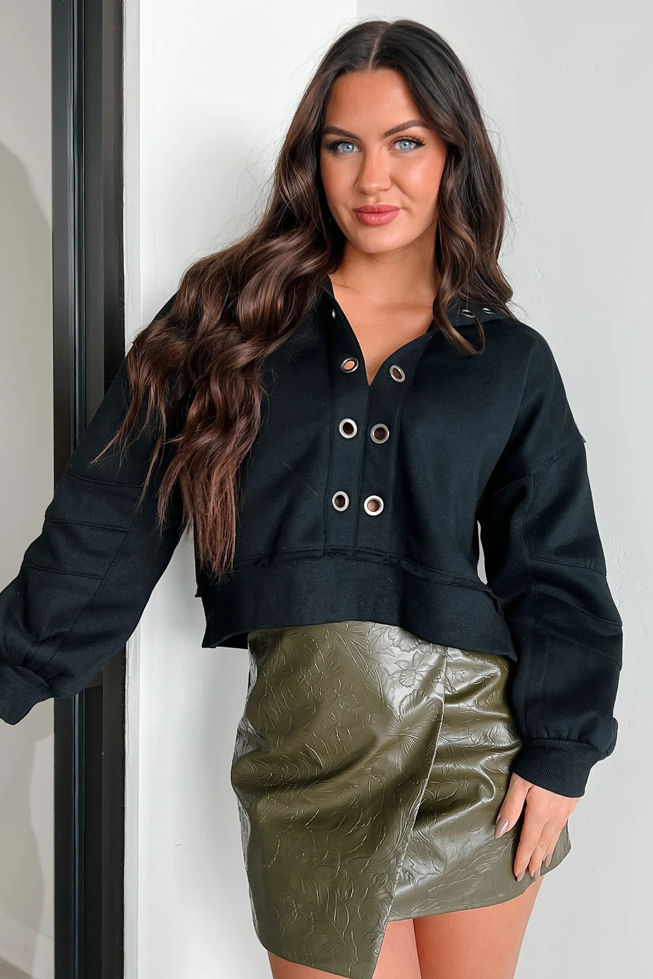 Being Productive Grommet Detail Pullover (Black) - Image 3