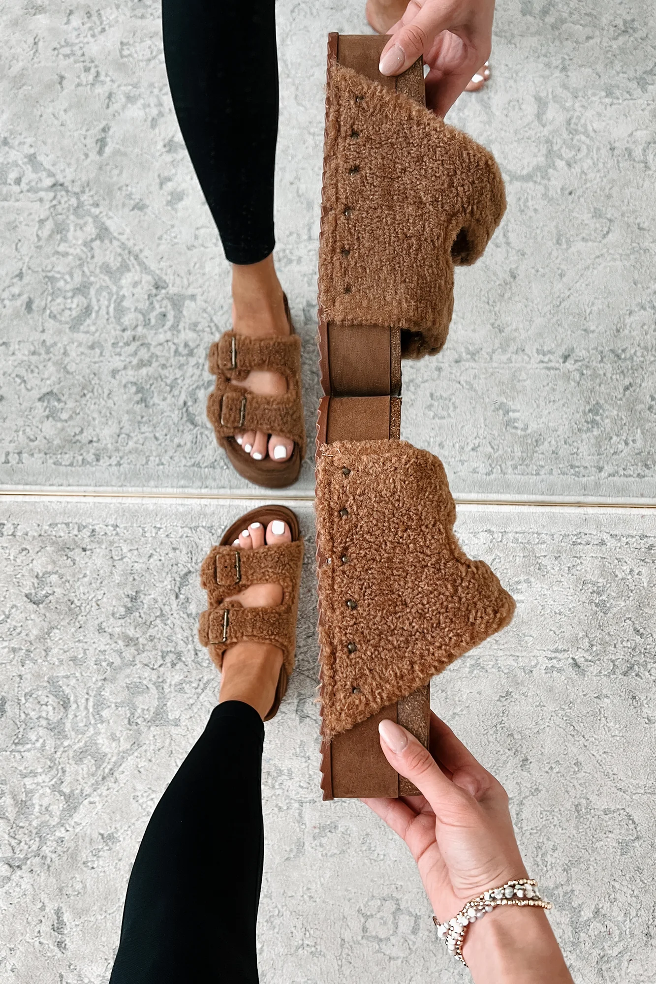 Bohemian Paradise Sherpa Platform Sandals (Brown) - Image 3
