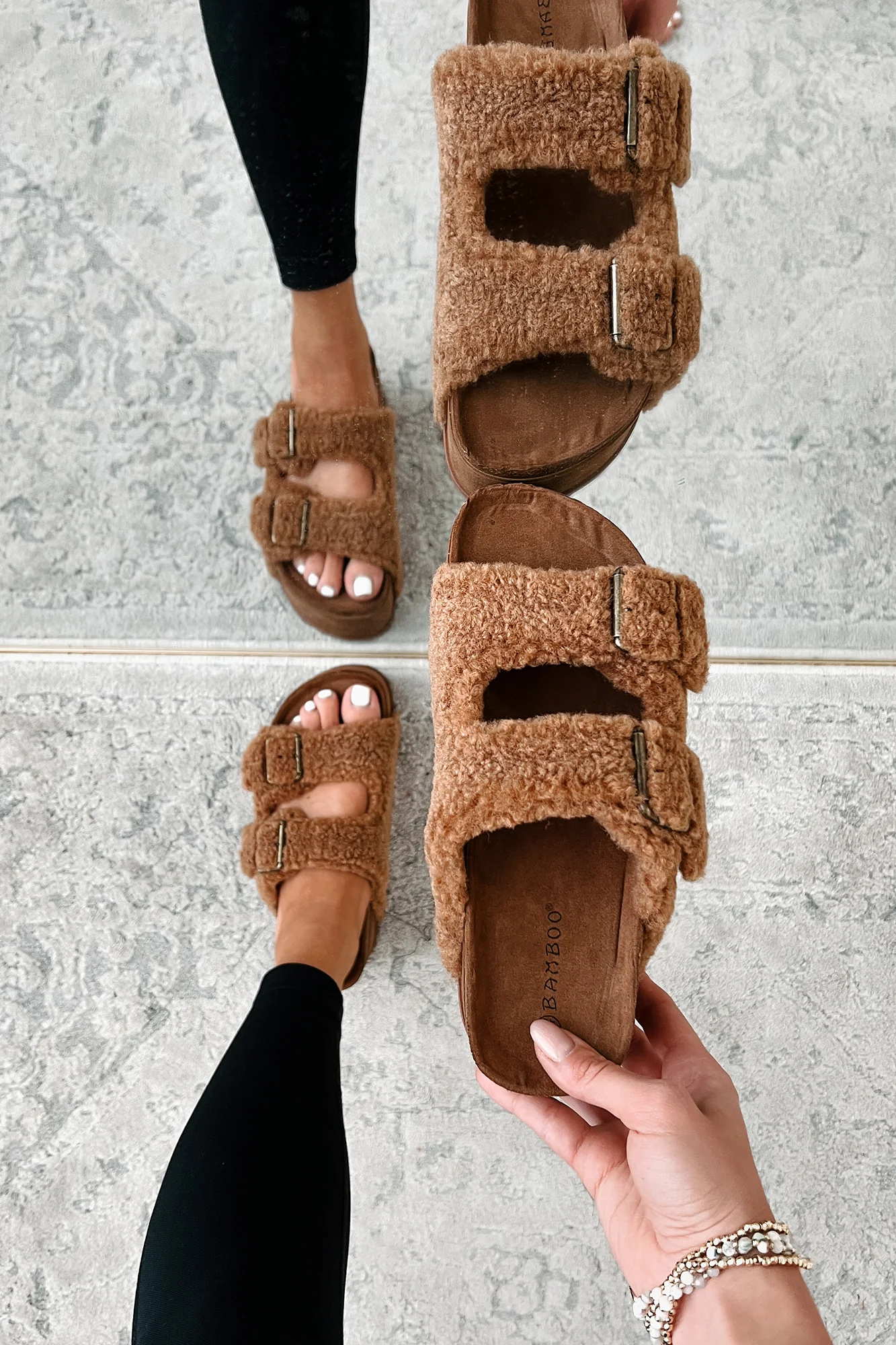 Bohemian Paradise Sherpa Platform Sandals (Brown) - Image 4