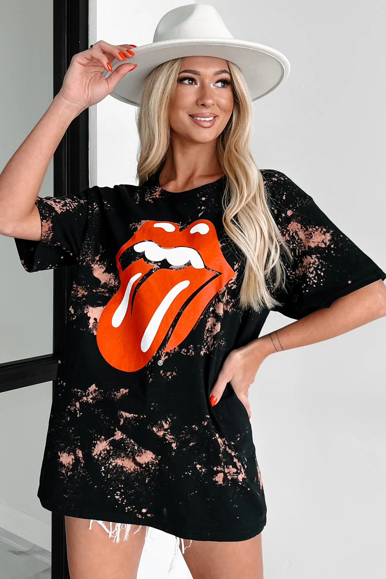 Born To Rock Bleached Graphic T-Shirt (Black) - Image 10