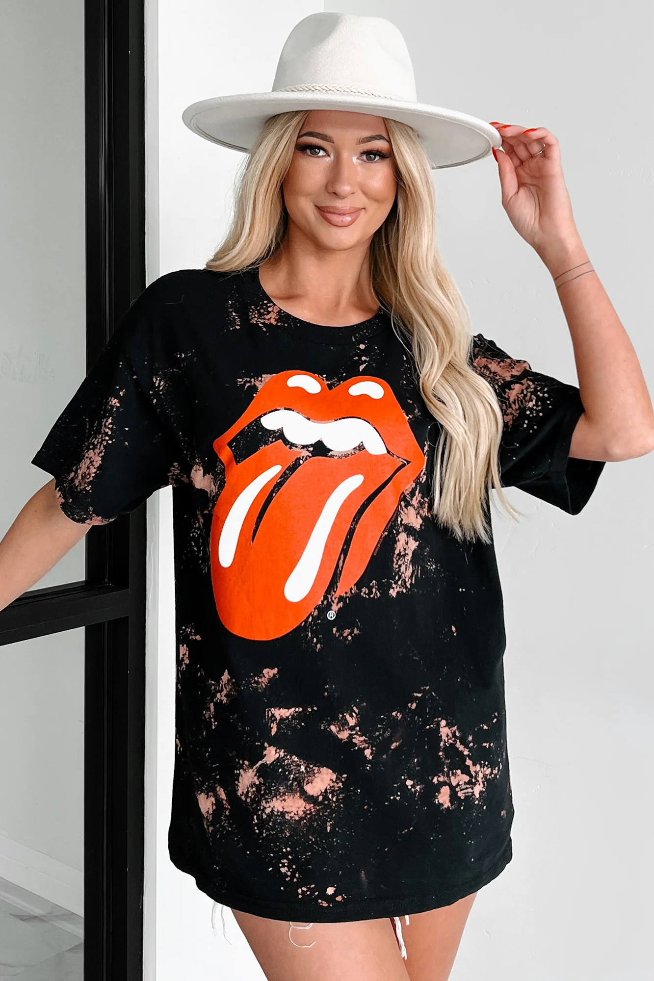 Born To Rock Bleached Graphic T-Shirt (Black) - Image 12