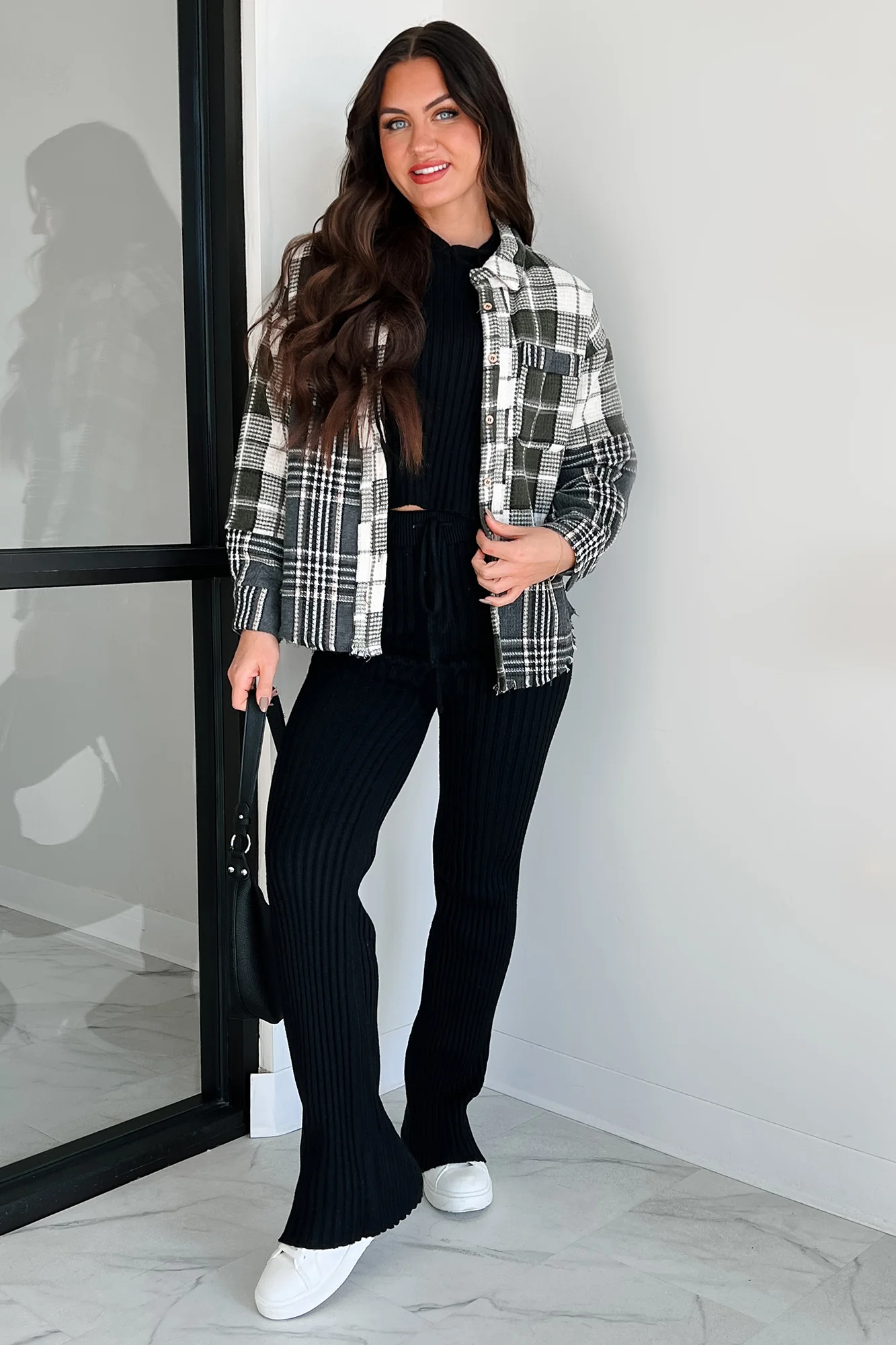 Brently Textured Plaid Shacket (Olive) - Image 3