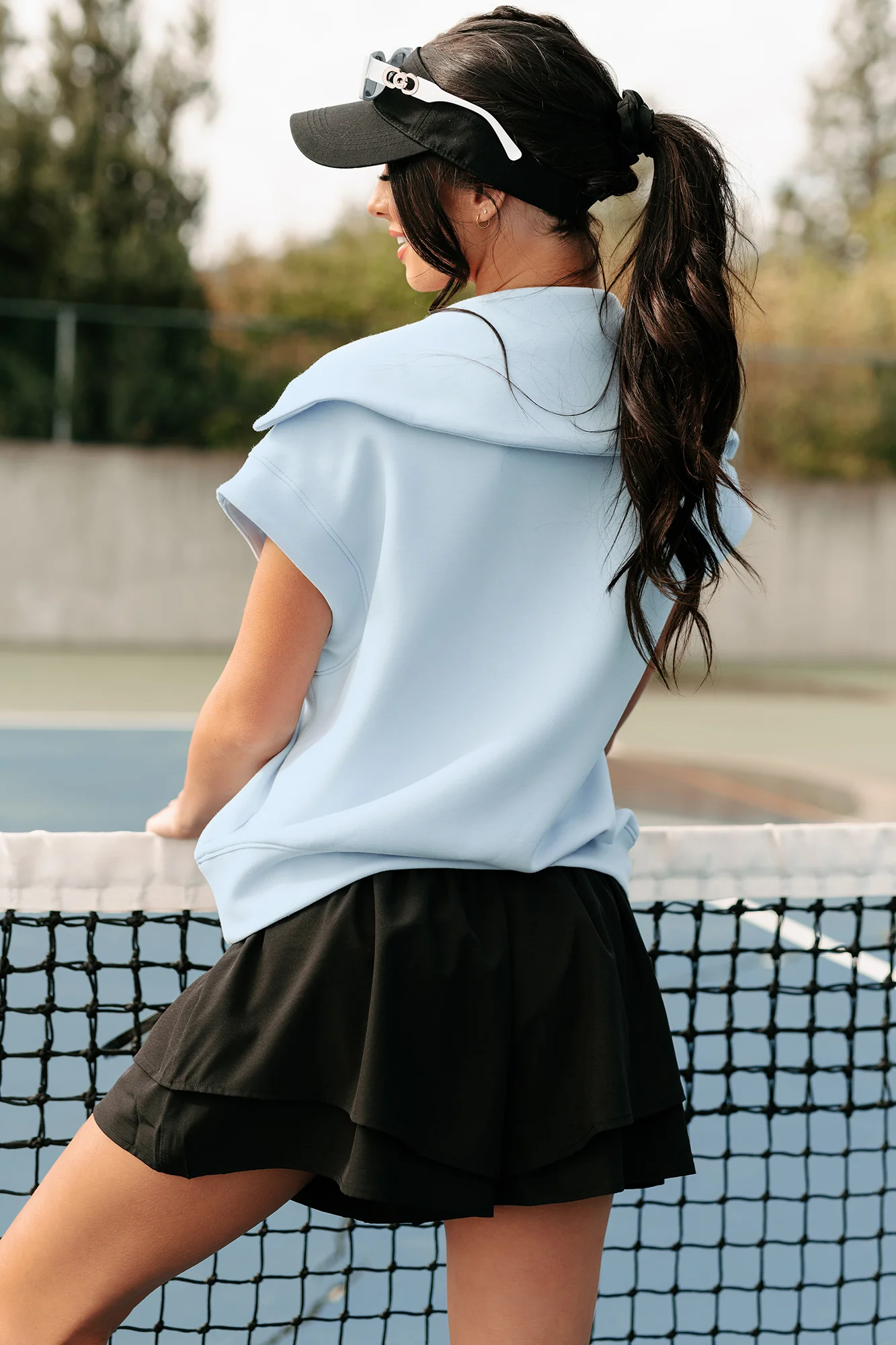 Confidently Casual Quarter-Zip Short Sleeve Pullover (Soft Blue) - Image 4