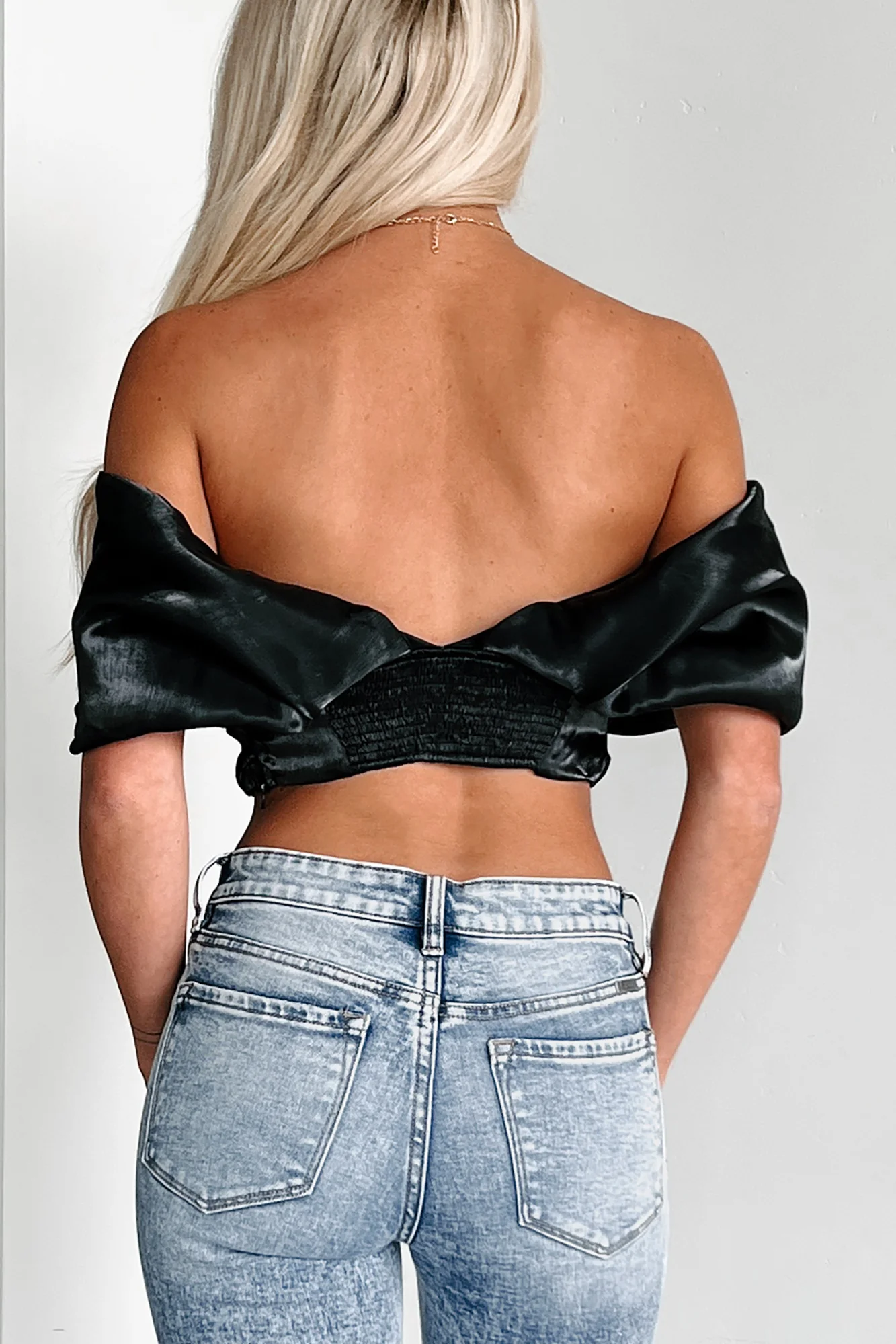 DOORBUSTER Cultivating My Image Off The Shoulder Crop Top (Black) - Image 3