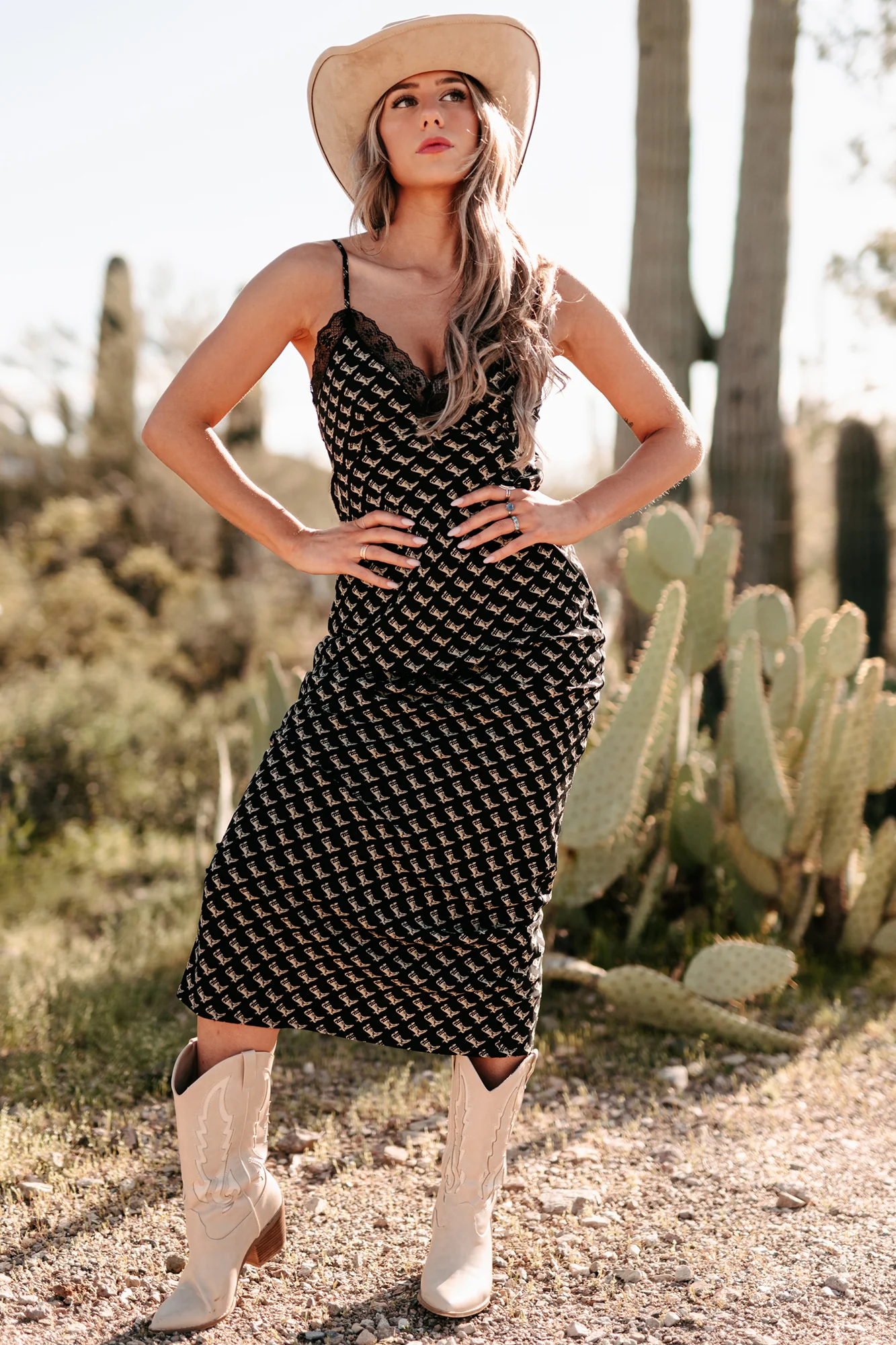 Darling I'm Different Western Printed Maxi Dress (Black) - Image 5