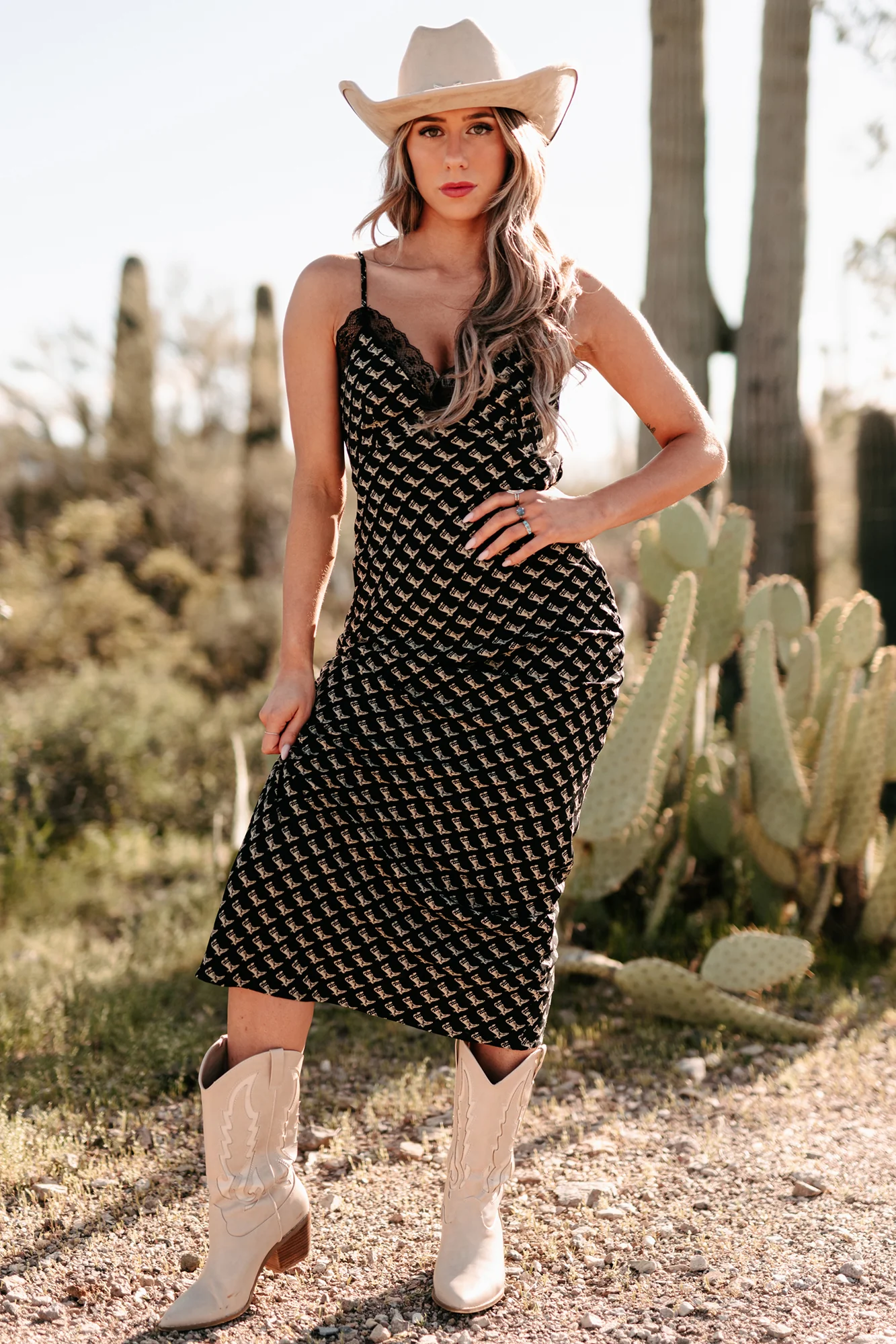 Darling I'm Different Western Printed Maxi Dress (Black) - Image 6