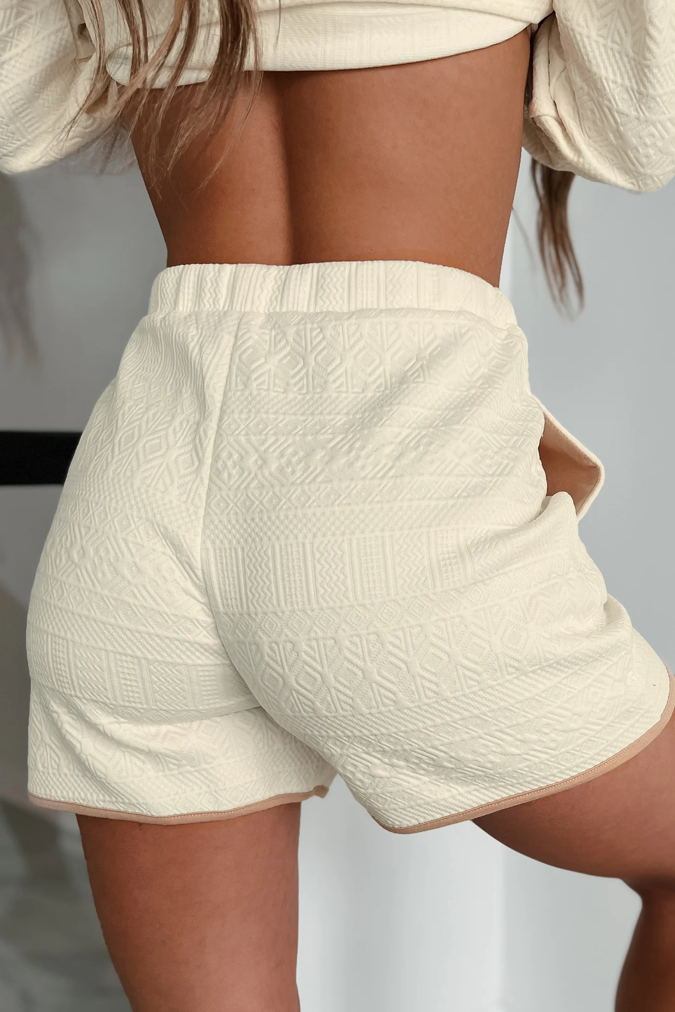 Early Calls Geometric Knit Lounge Set (Ivory) - Image 9