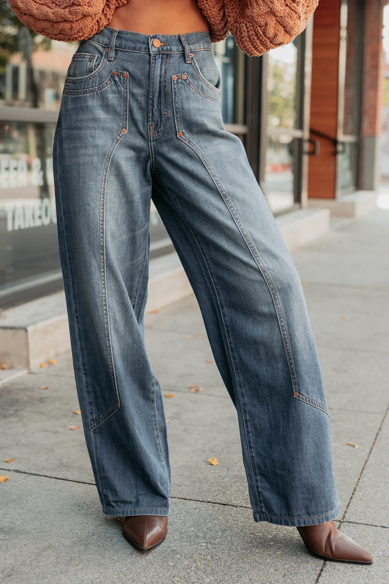 Elise Vintage Baggy Wide Leg Hidden Jeans (Medium) - Image 11