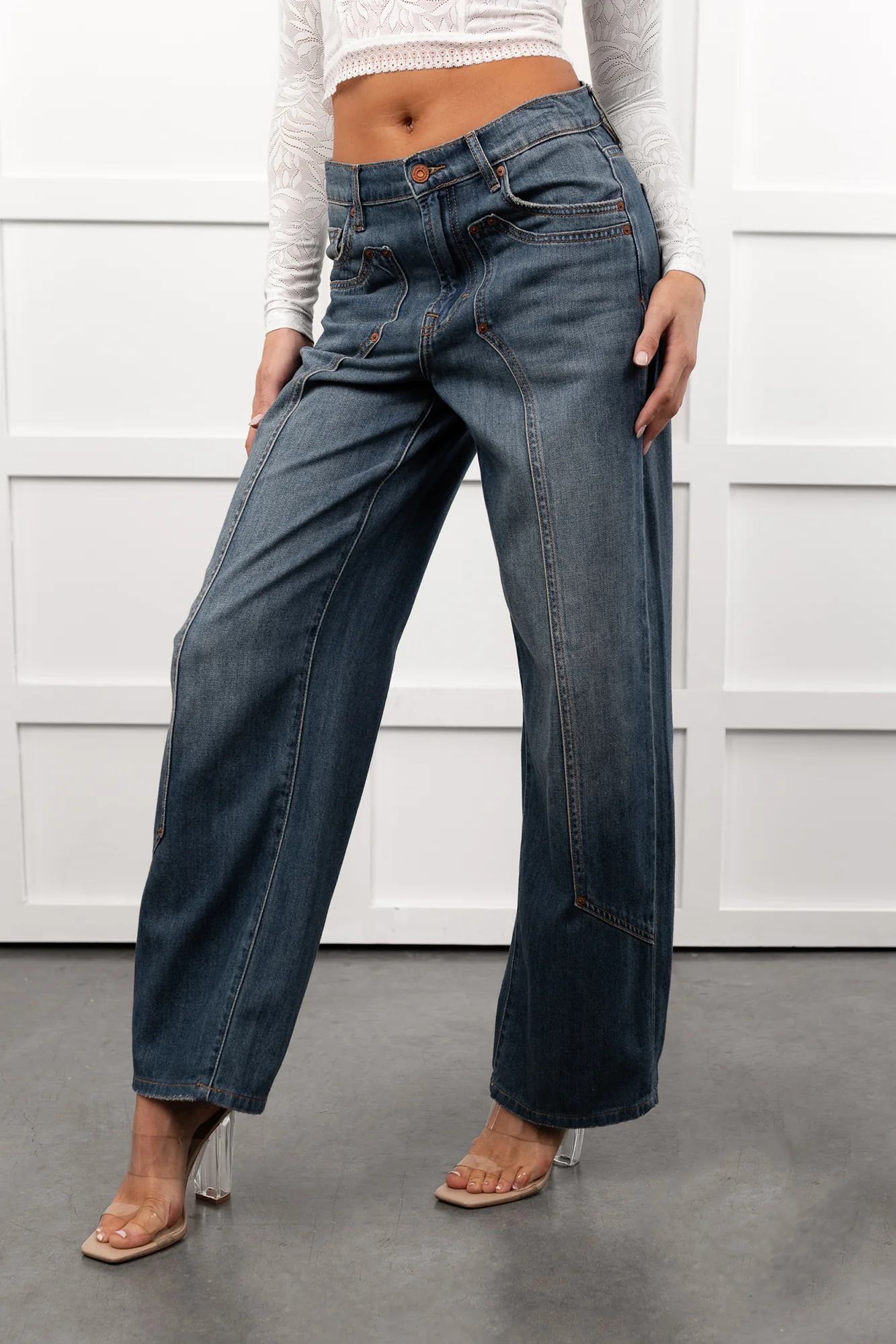 Elise Vintage Baggy Wide Leg Hidden Jeans (Medium) - Image 6