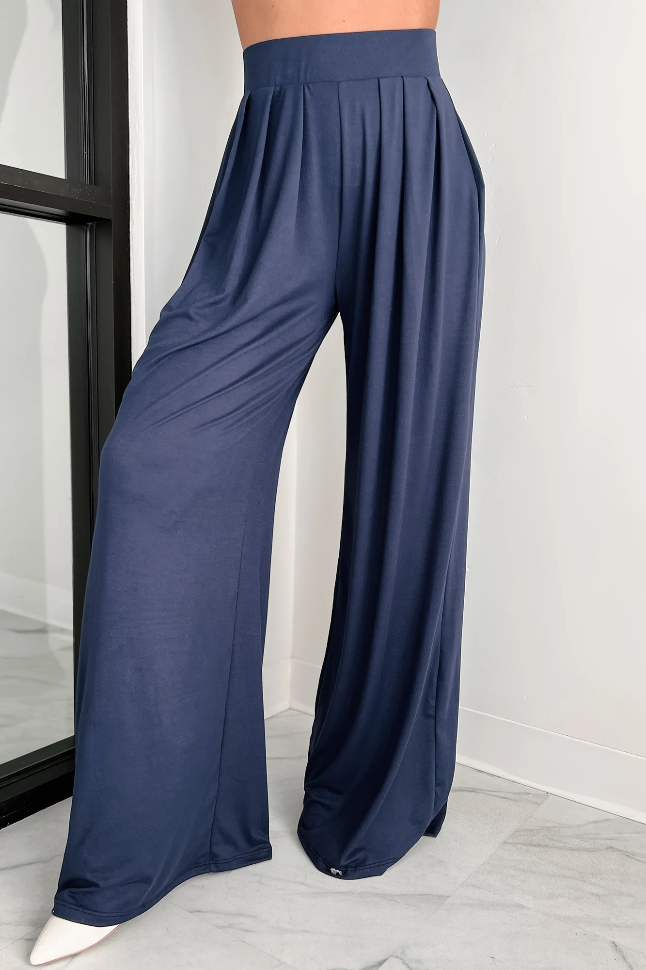 Faded Dreams Long Sleeve Crop Top & Pant Set (Navy) - Image 13