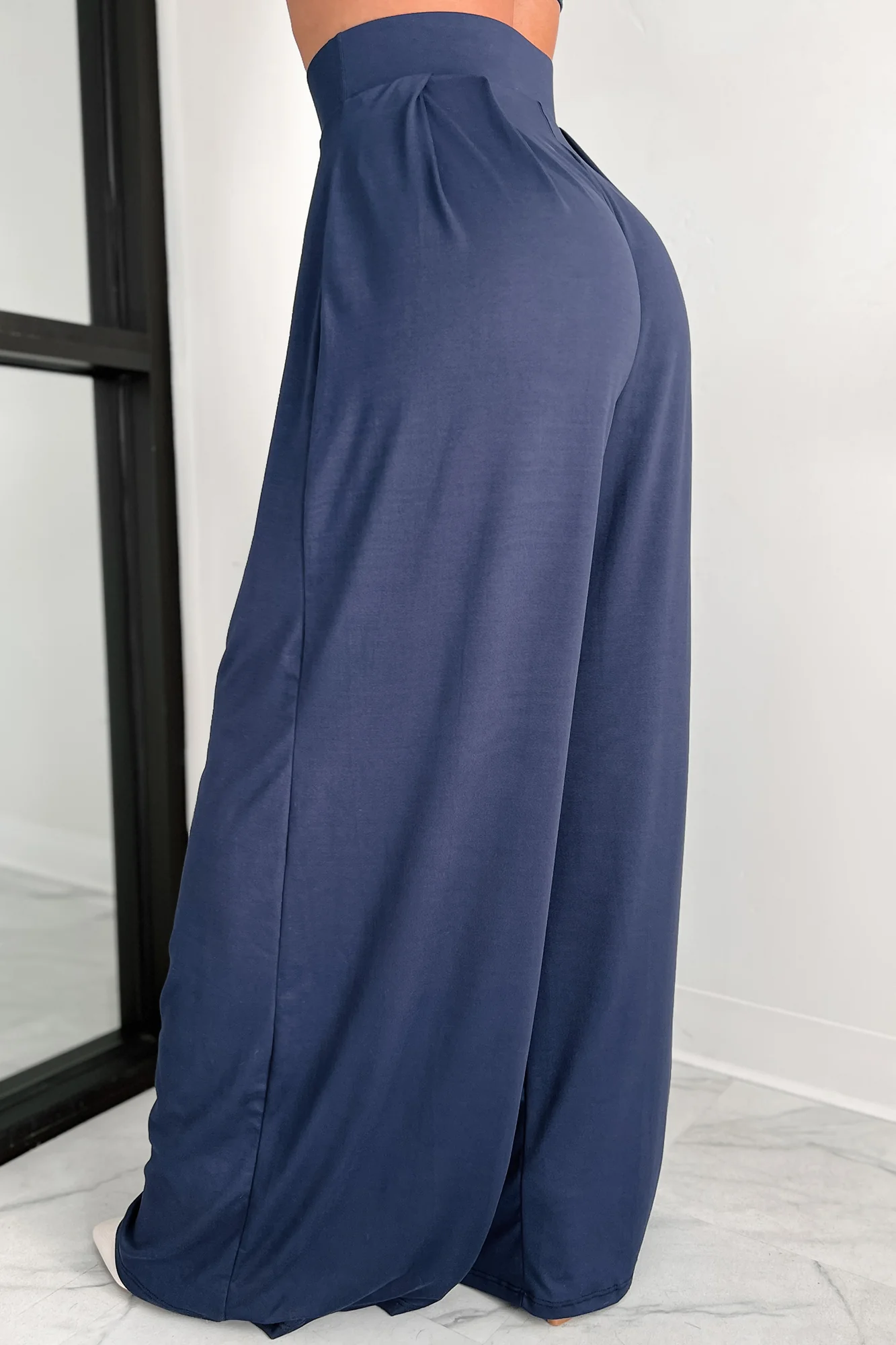 Faded Dreams Long Sleeve Crop Top & Pant Set (Navy) - Image 14