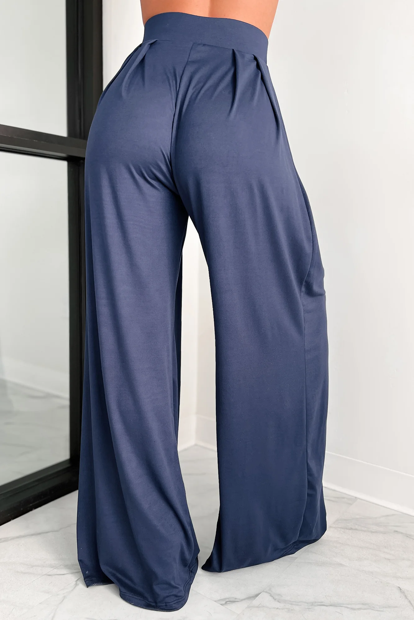 Faded Dreams Long Sleeve Crop Top & Pant Set (Navy) - Image 15