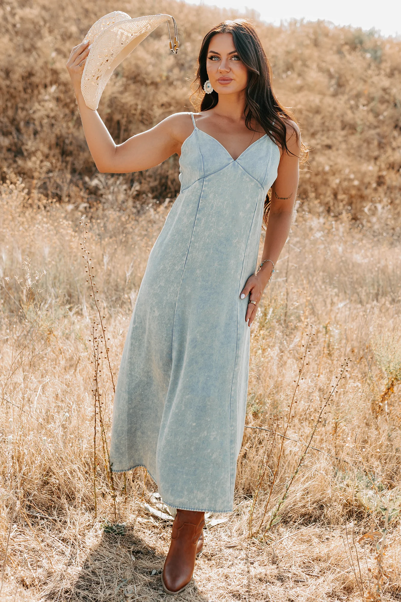 Finally Me Sleeveless Washed Zenana Maxi Dress (Blue Grey) - Image 4