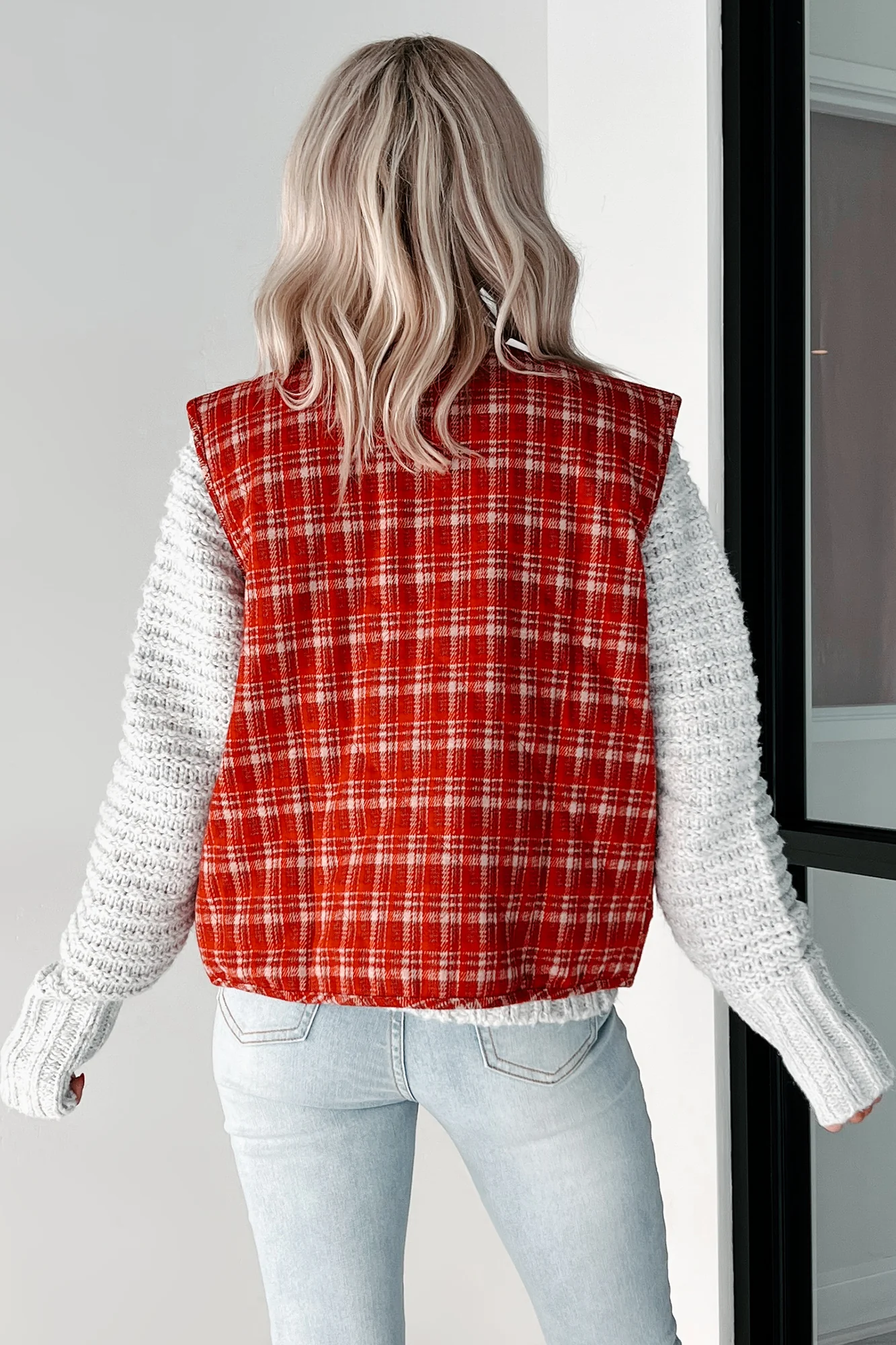 Fireside Chats Quilted Plaid Vest (Red Plaid) - Image 5
