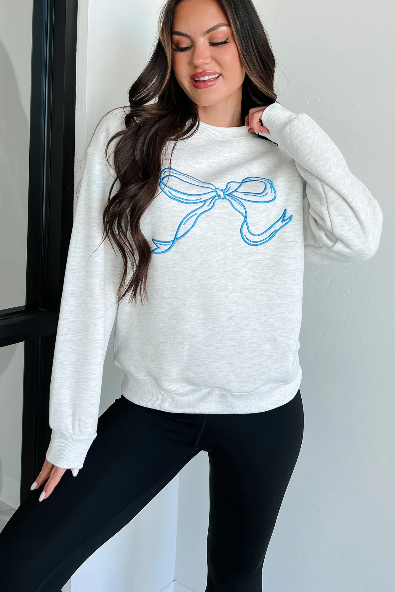 Forever The Cutest Embroidered Sweatshirt (Heather Grey) - Image 6