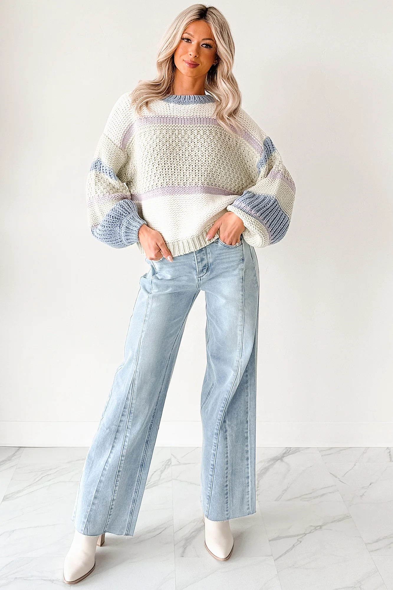 Glenn High Rise Wide Leg Jemina Denim Jeans (Light) - Image 10