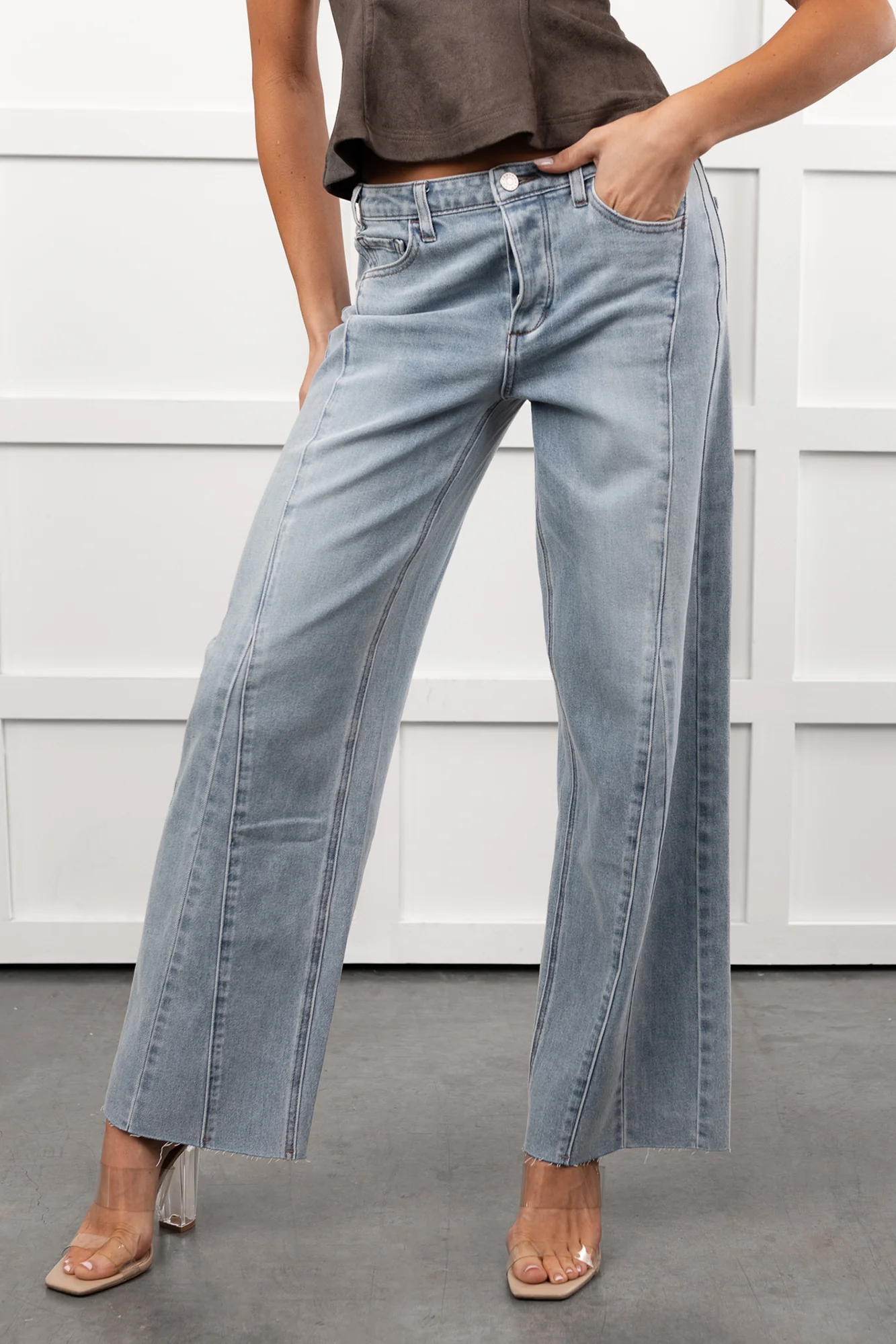 Glenn High Rise Wide Leg Jemina Denim Jeans (Light) - Image 4