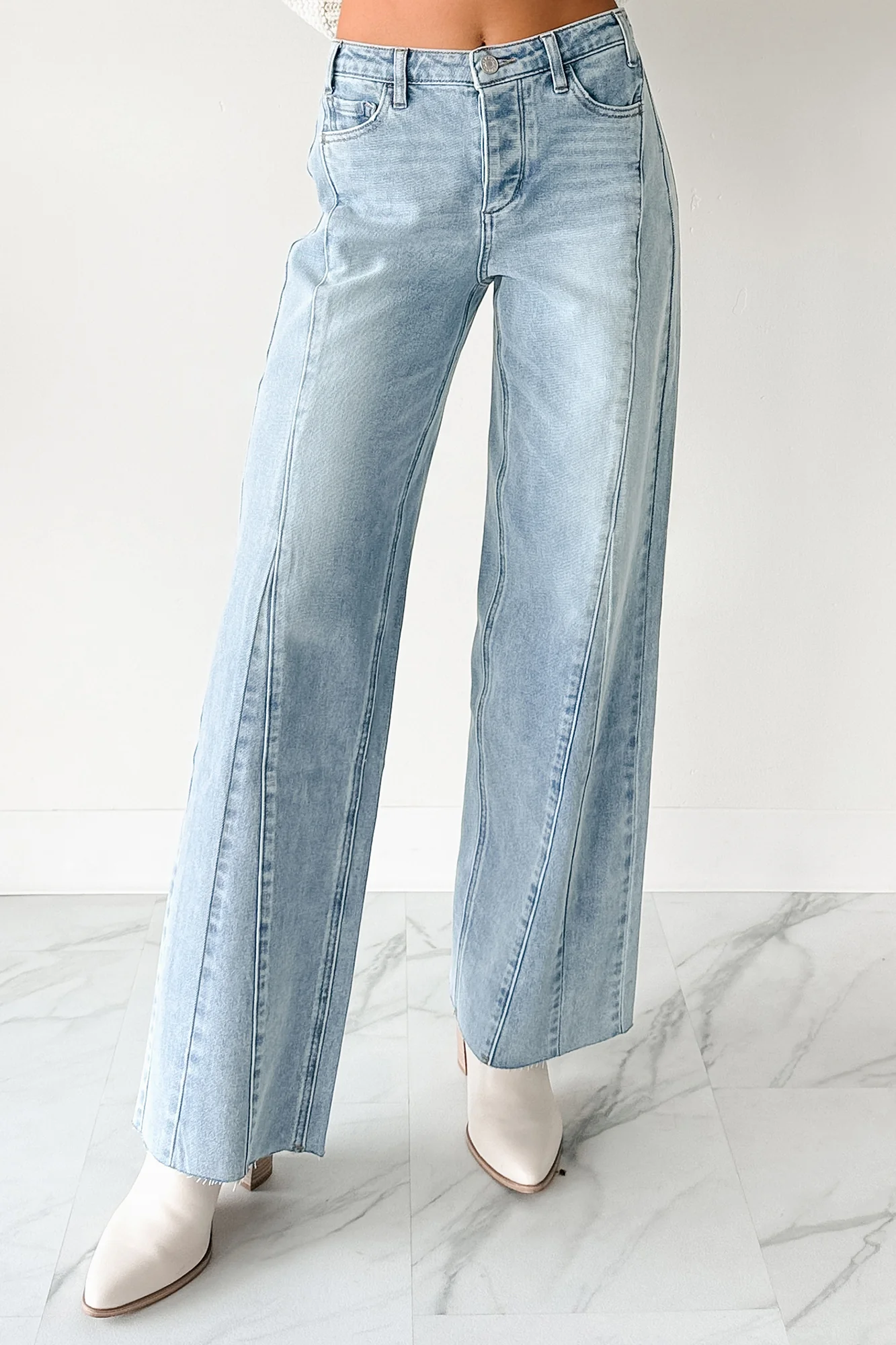 Glenn High Rise Wide Leg Jemina Denim Jeans (Light) - Image 7