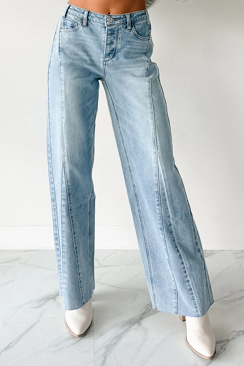 Glenn High Rise Wide Leg Jemina Denim Jeans (Light) - Image 9