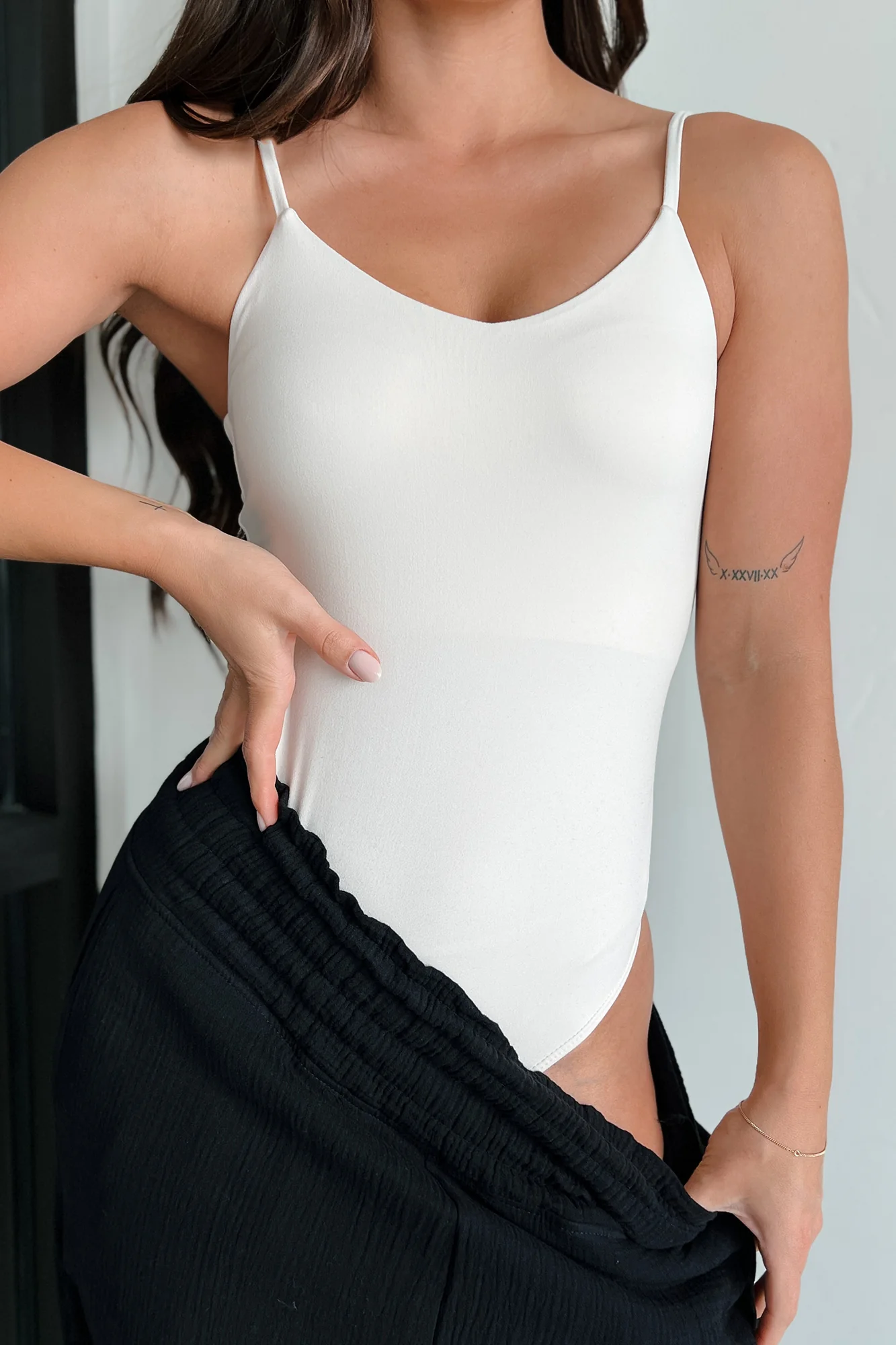 Glennis Butter Soft Cami Bodysuit (White Pearl) - Image 7