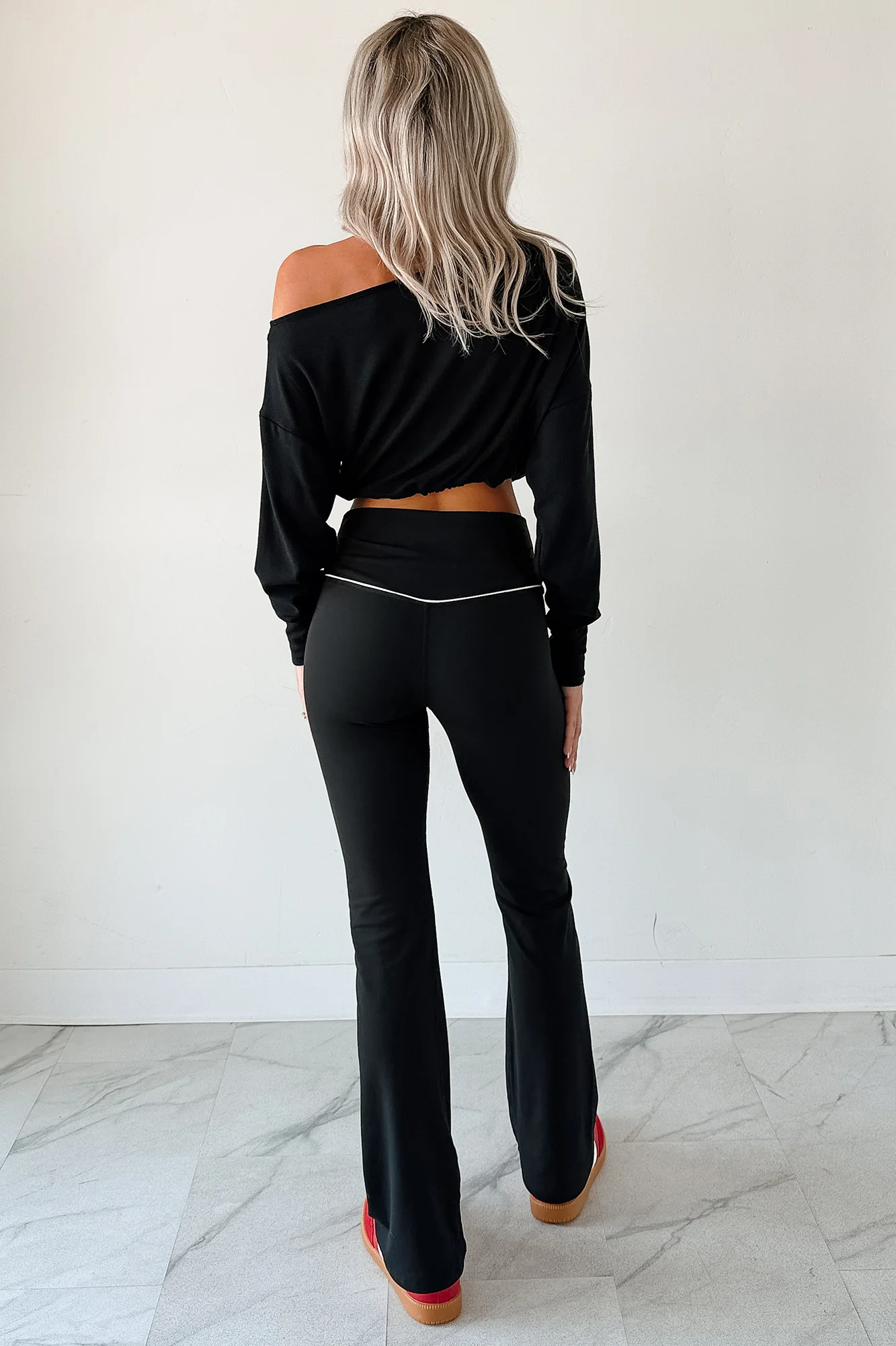 Glow Up Goals Ribbed Off The Shoulder Crop Top (Black) - Image 15