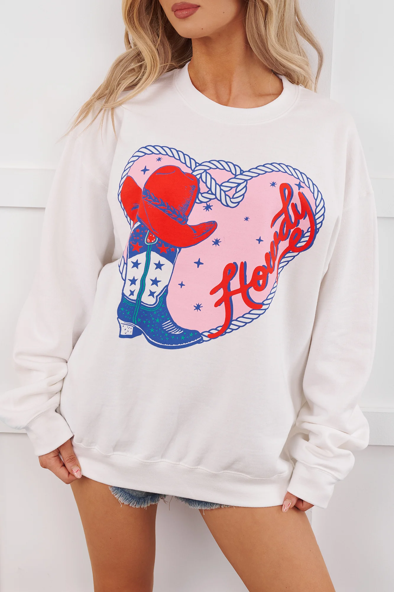 Howdy Romance Graphic Sweatshirt (White) - Image 6