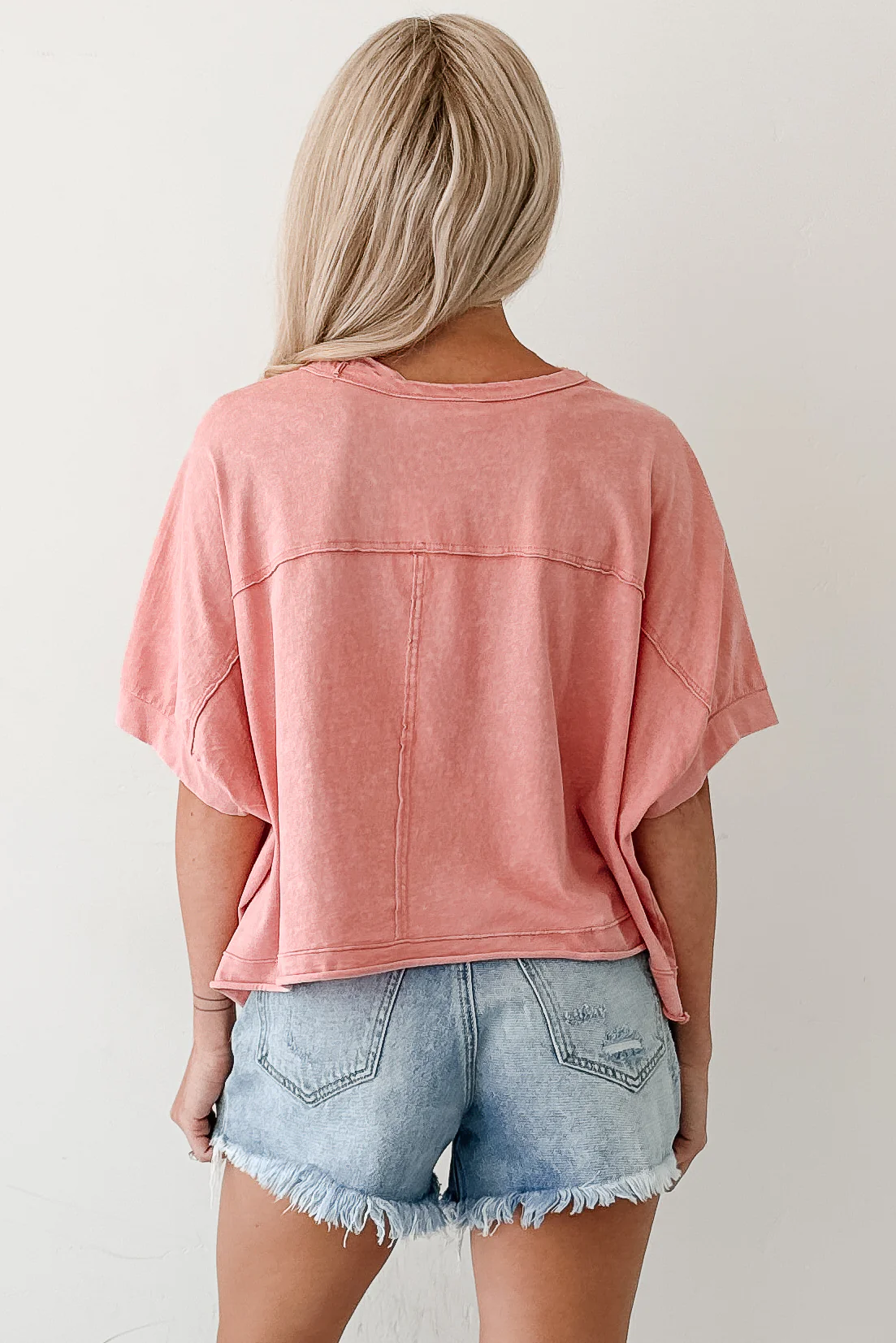 Kendrick Acid Wash Crop Top (Peach) - Image 3