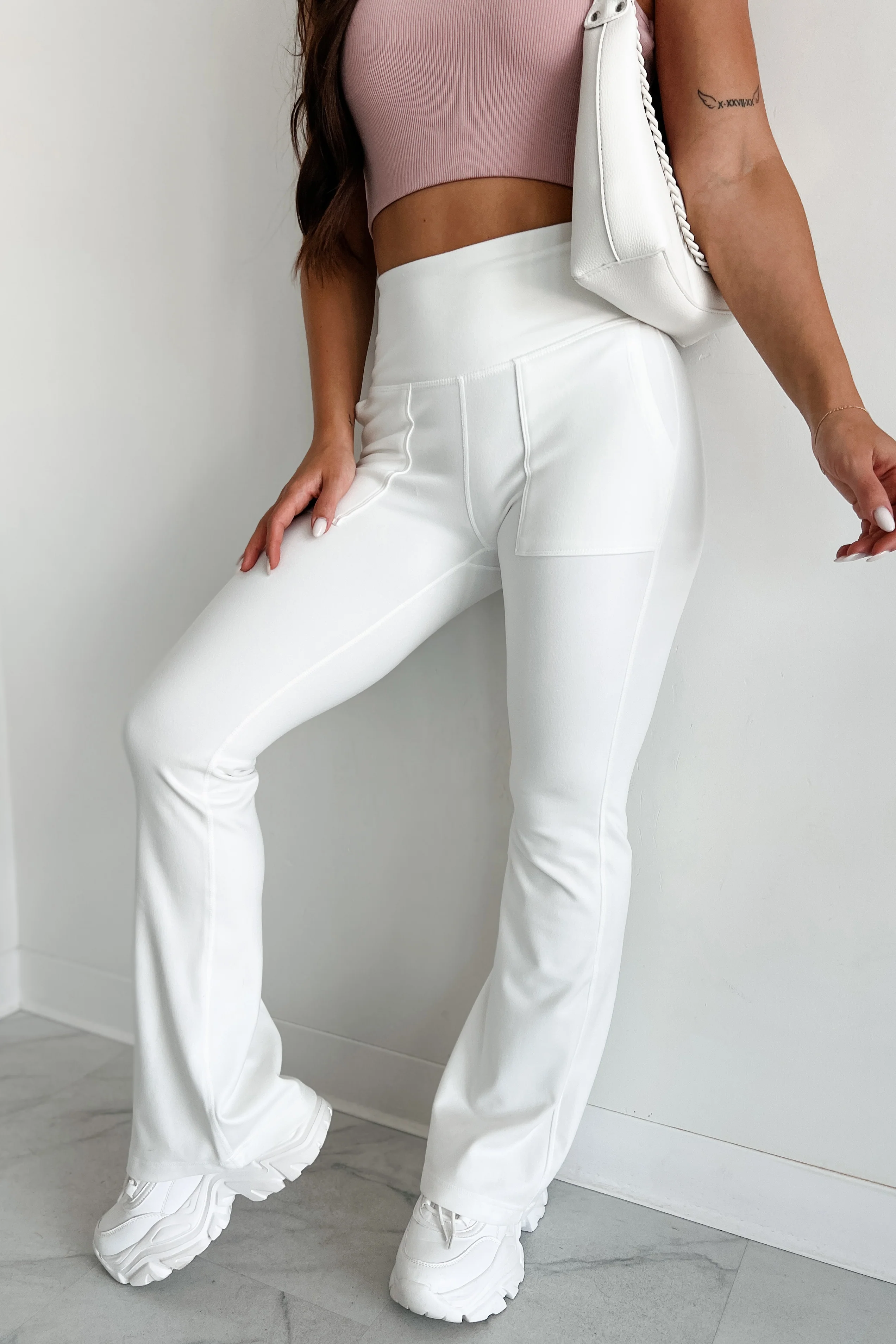 Klaus Brushed Knit Flare Leggings (Ivory) - Image 8