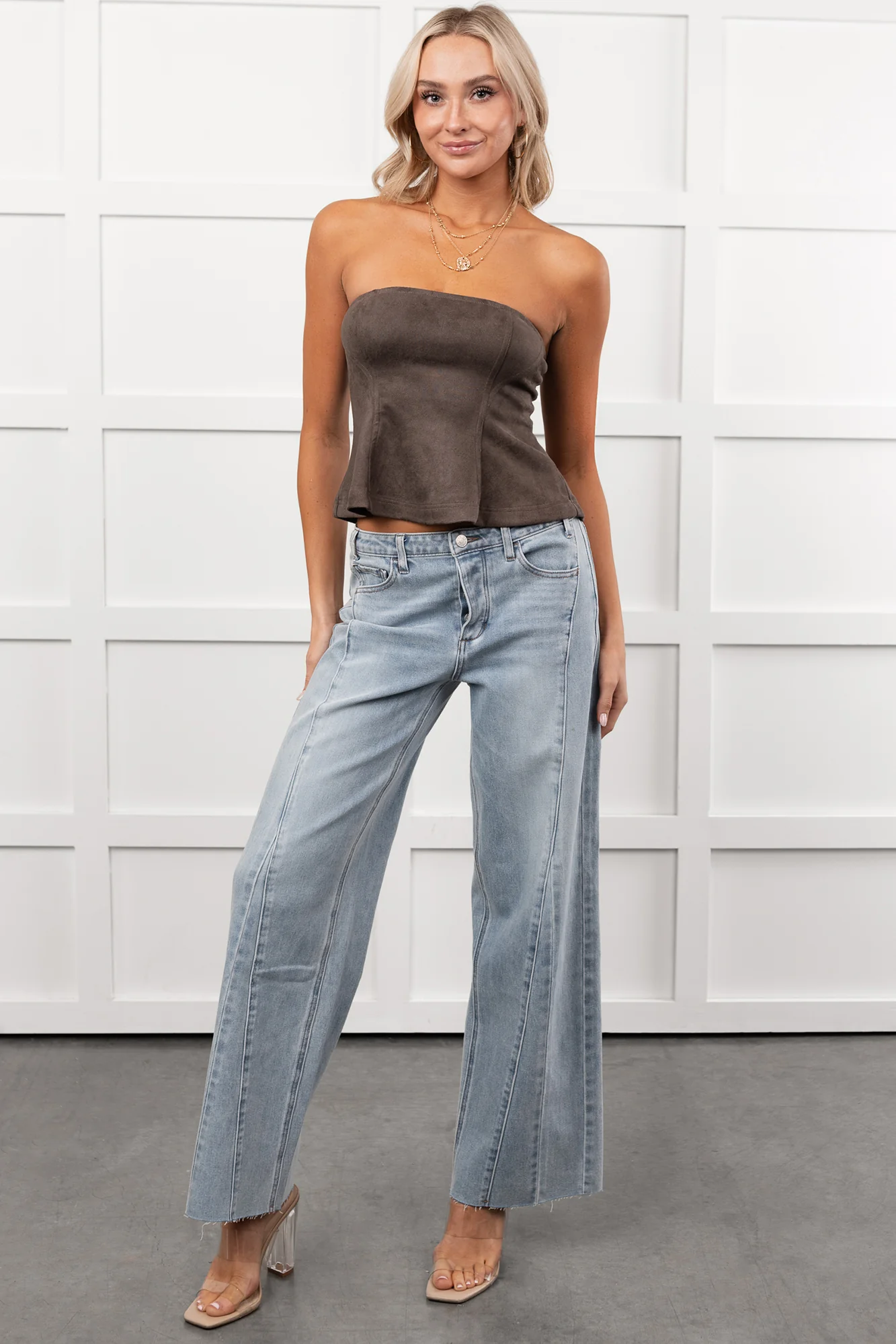 Glenn High Rise Wide Leg Jemina Denim Jeans (Light) - Image 5