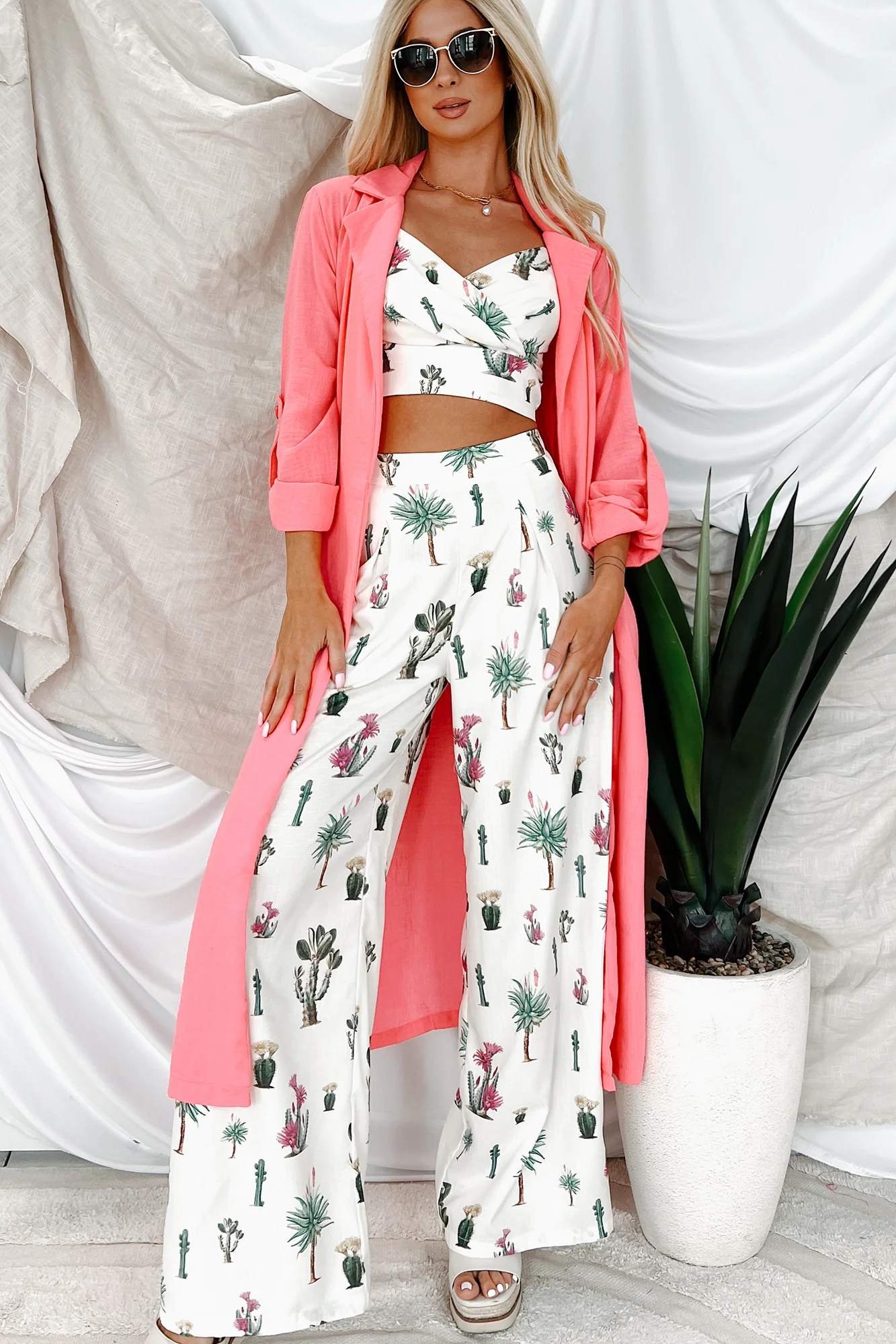 Live Colorfully Tie-Waist Linen Trench Coat (Hot Pink) - Image 13