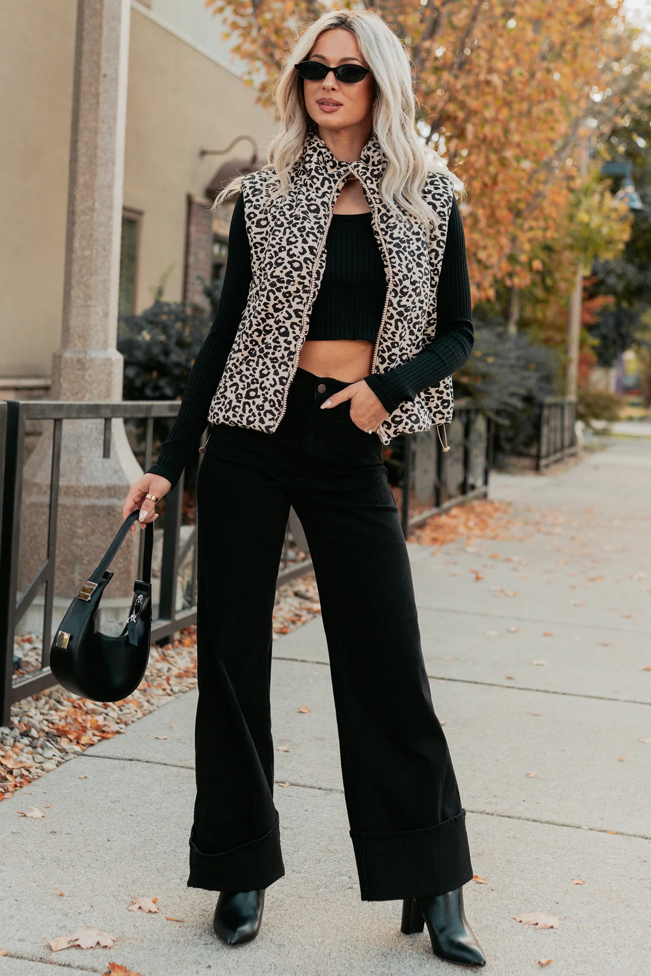 Mara Wide Leg Cuffed Judy Blue Stretchy Jeans (Black) - Image 7