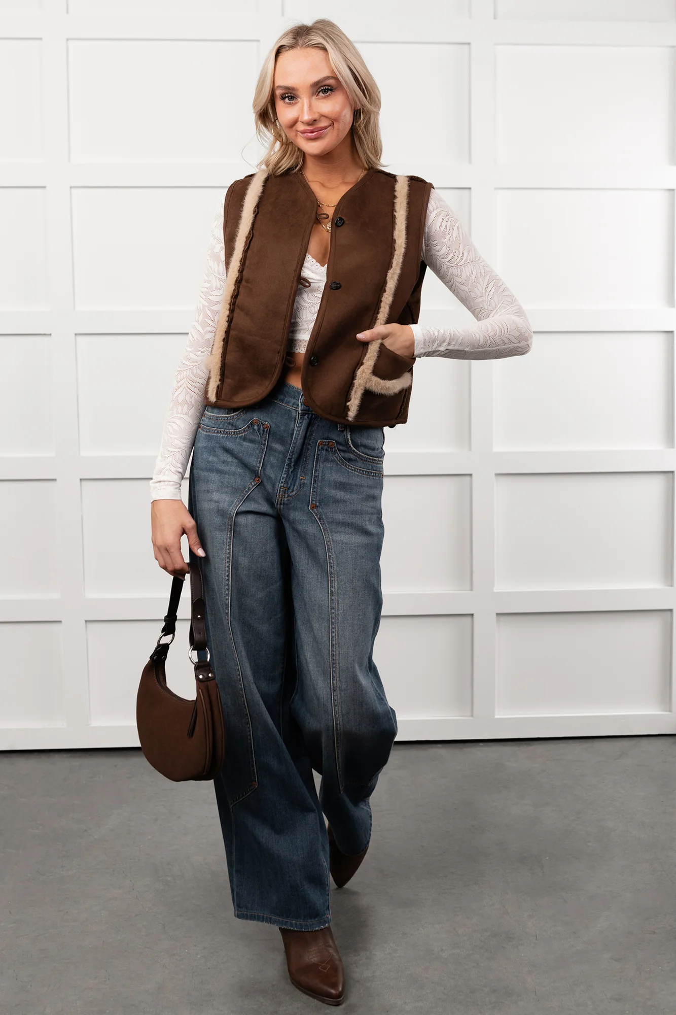 Mountain Muse Faux Suede Vest (Chocolate) - Image 4