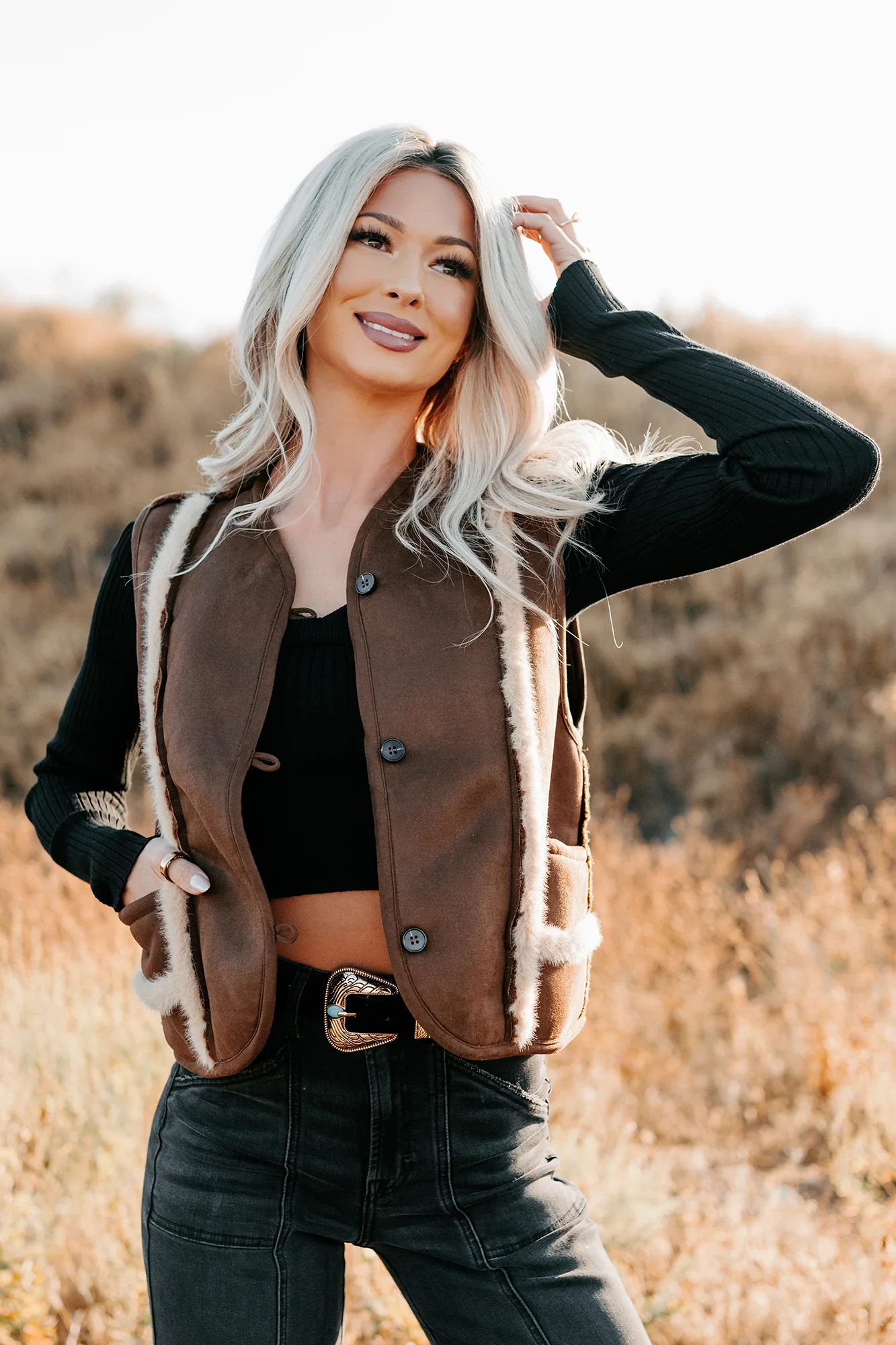 Mountain Muse Faux Suede Vest (Chocolate) - Image 7