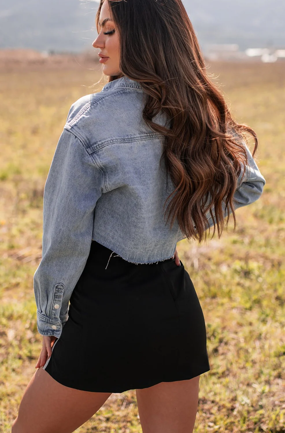 My Lucky Break Denim Crop Jacket (Blue) - Image 4