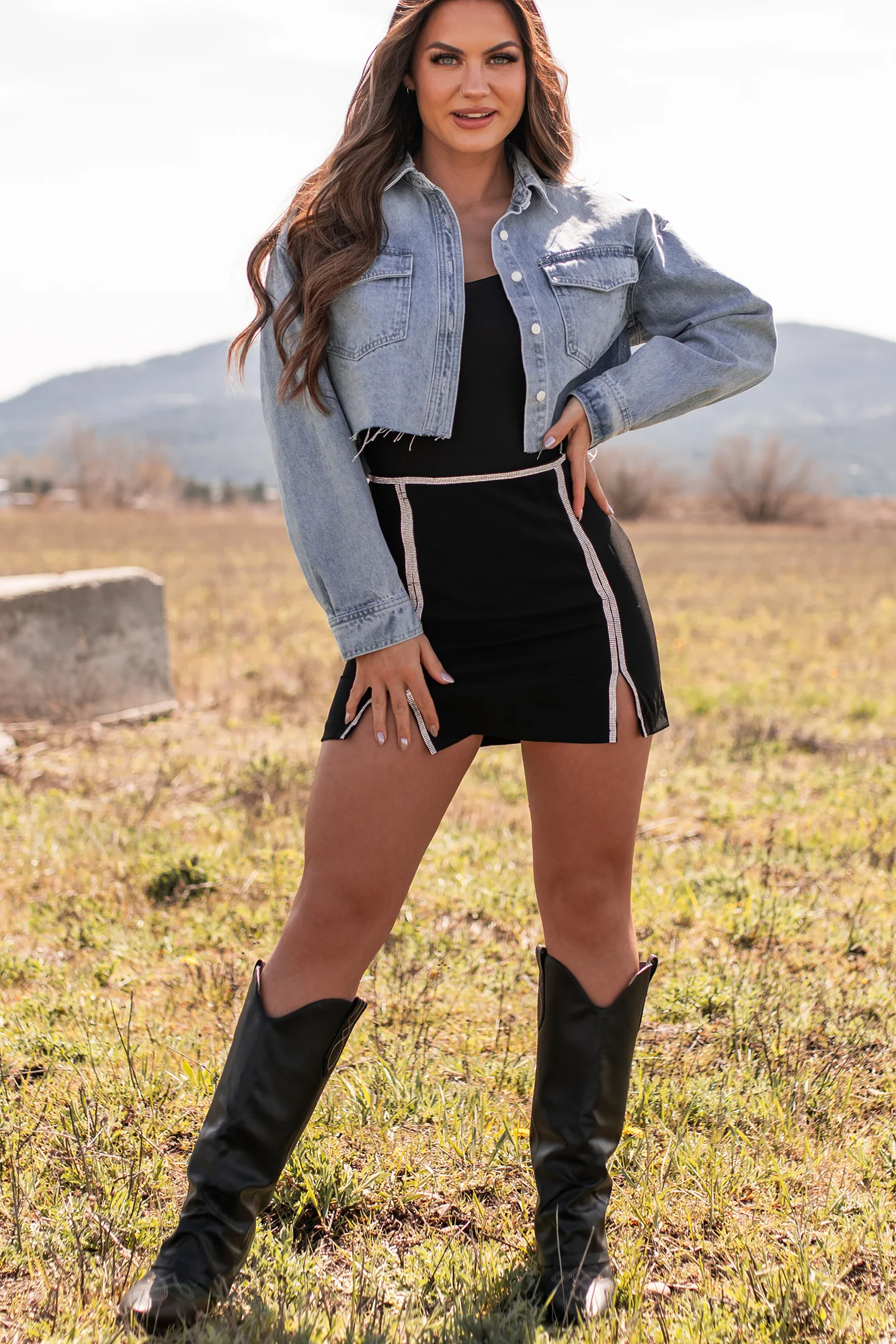 My Lucky Break Denim Crop Jacket (Blue) - Image 5