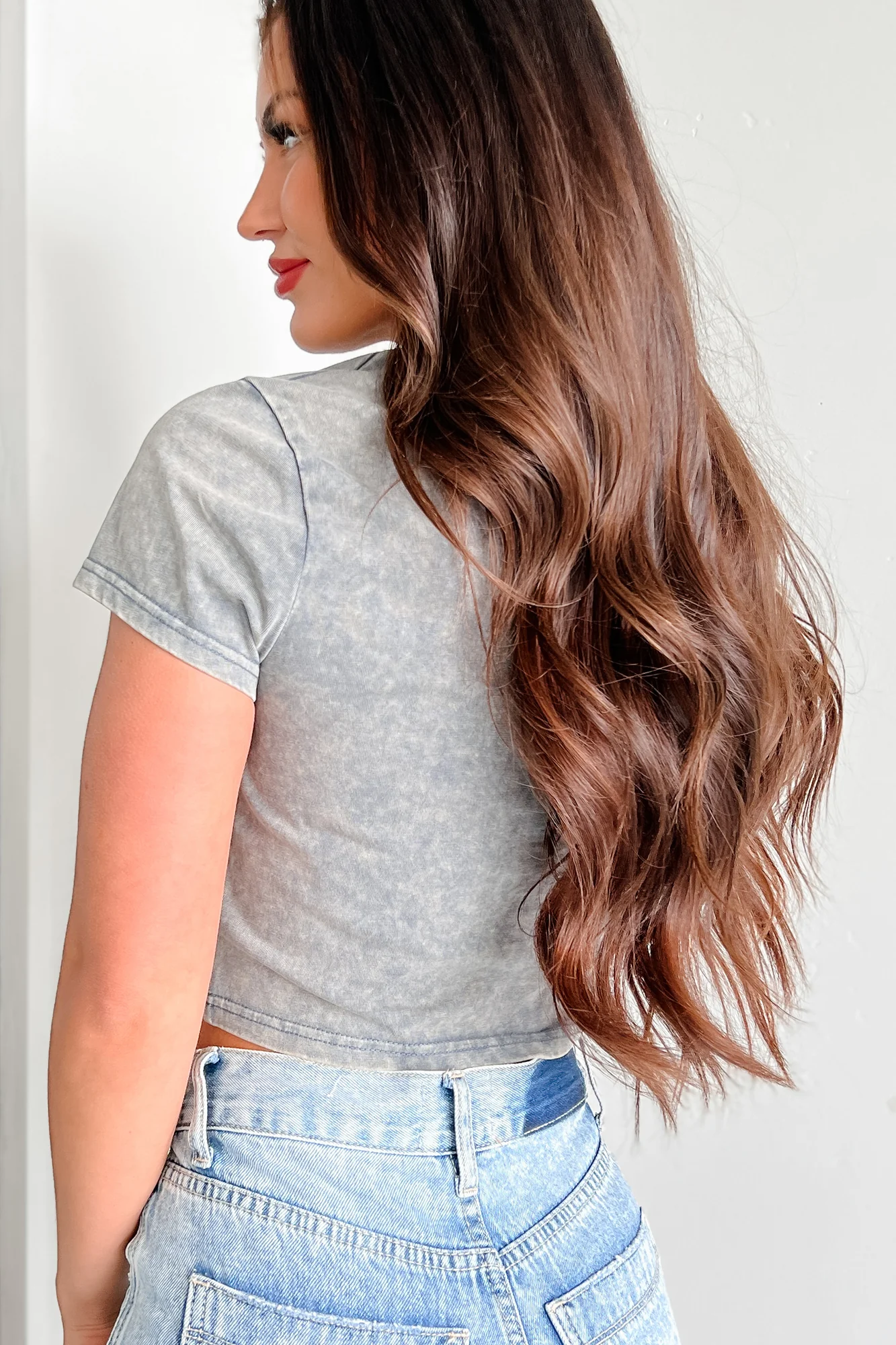 New York Niceties Graphic Crop Tee (Washed Navy) - Image 4