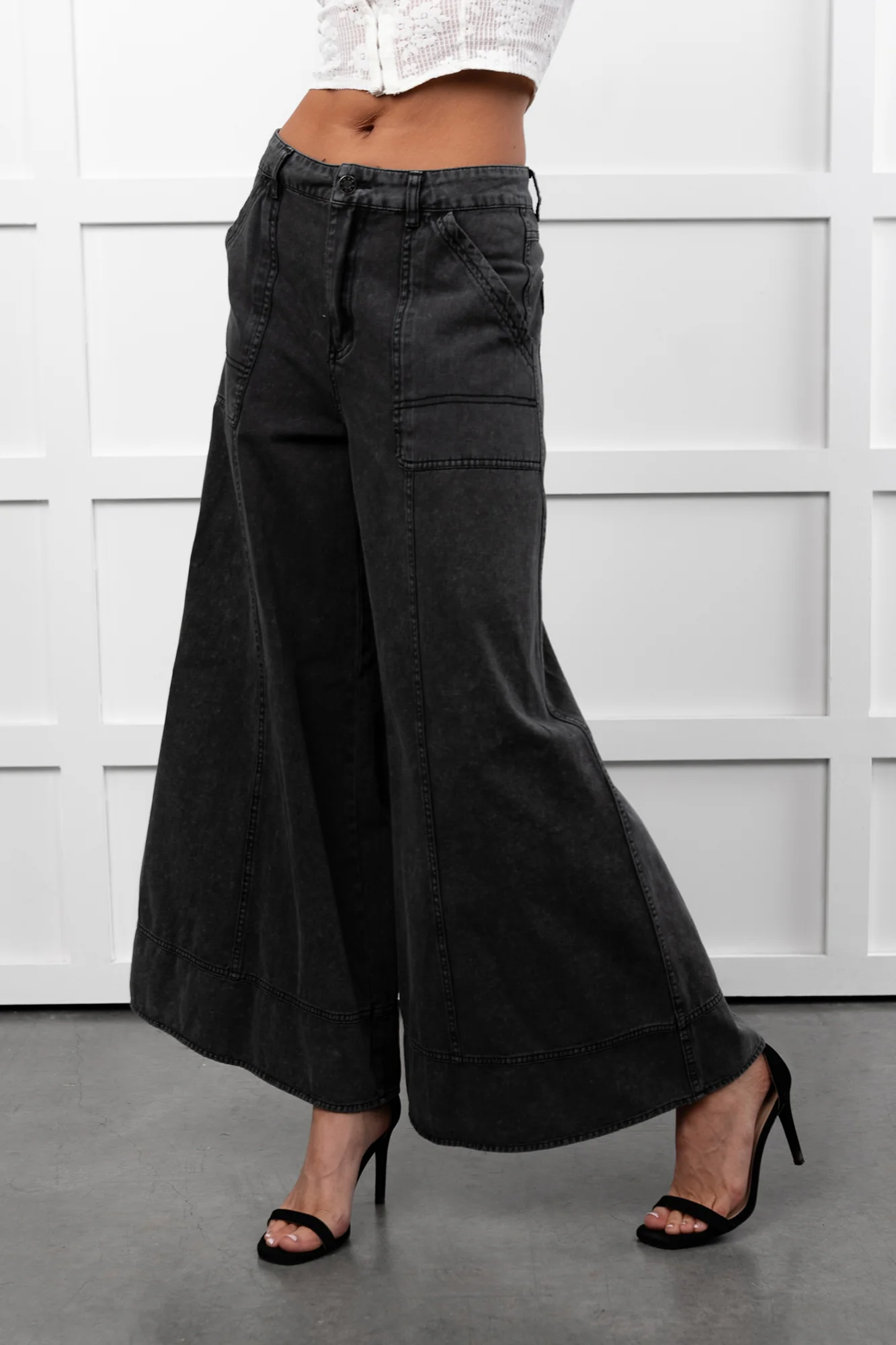 Norris Ultra Wide Leg Mustard Seed Jeans (Charcoal) - Image 18