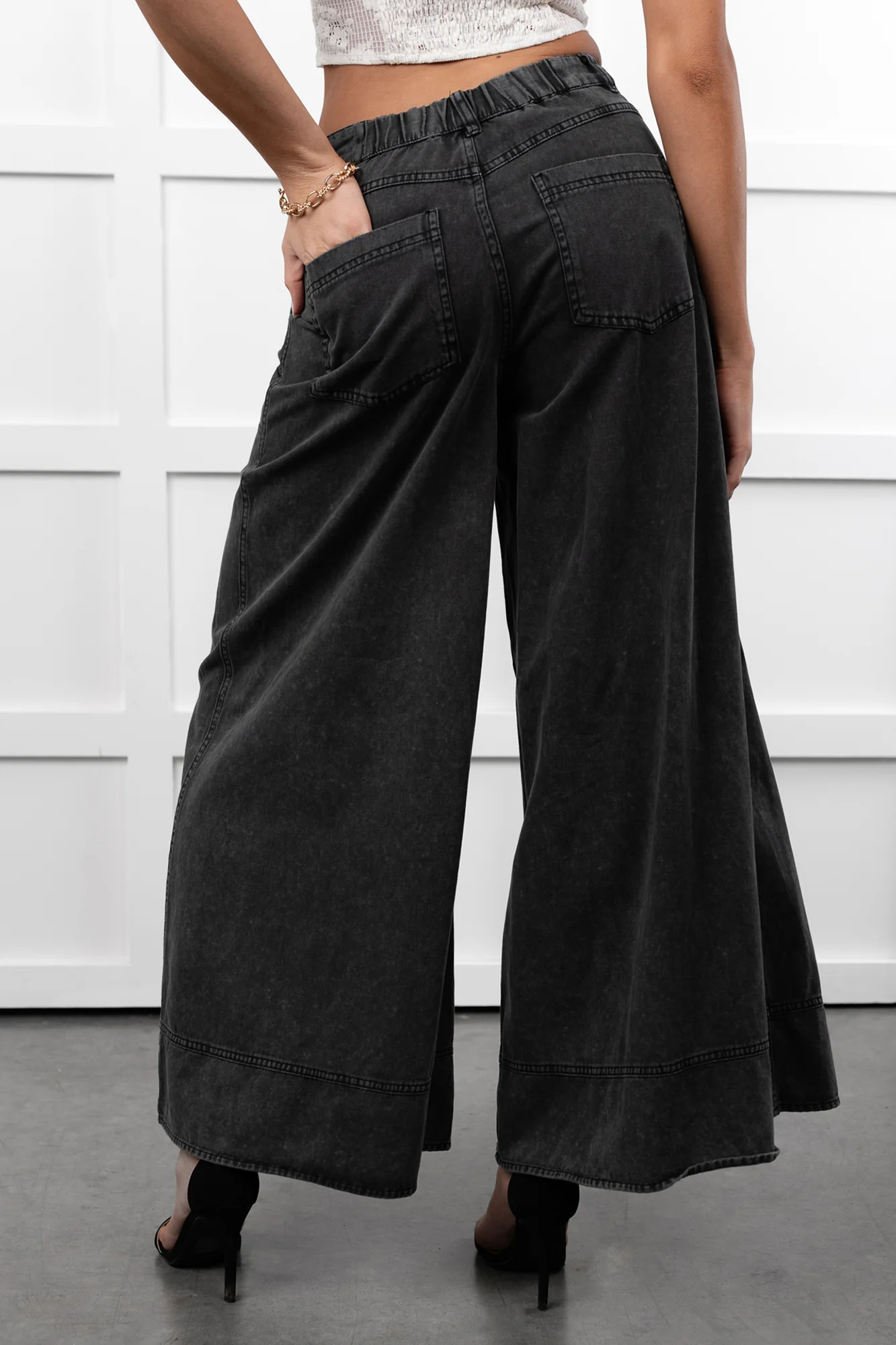 Norris Ultra Wide Leg Mustard Seed Jeans (Charcoal) - Image 20