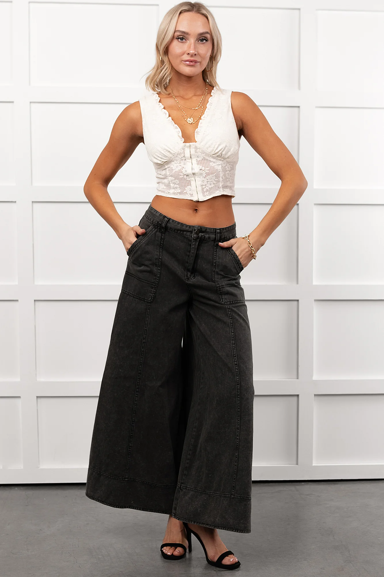 Norris Ultra Wide Leg Mustard Seed Jeans (Charcoal) - Image 6