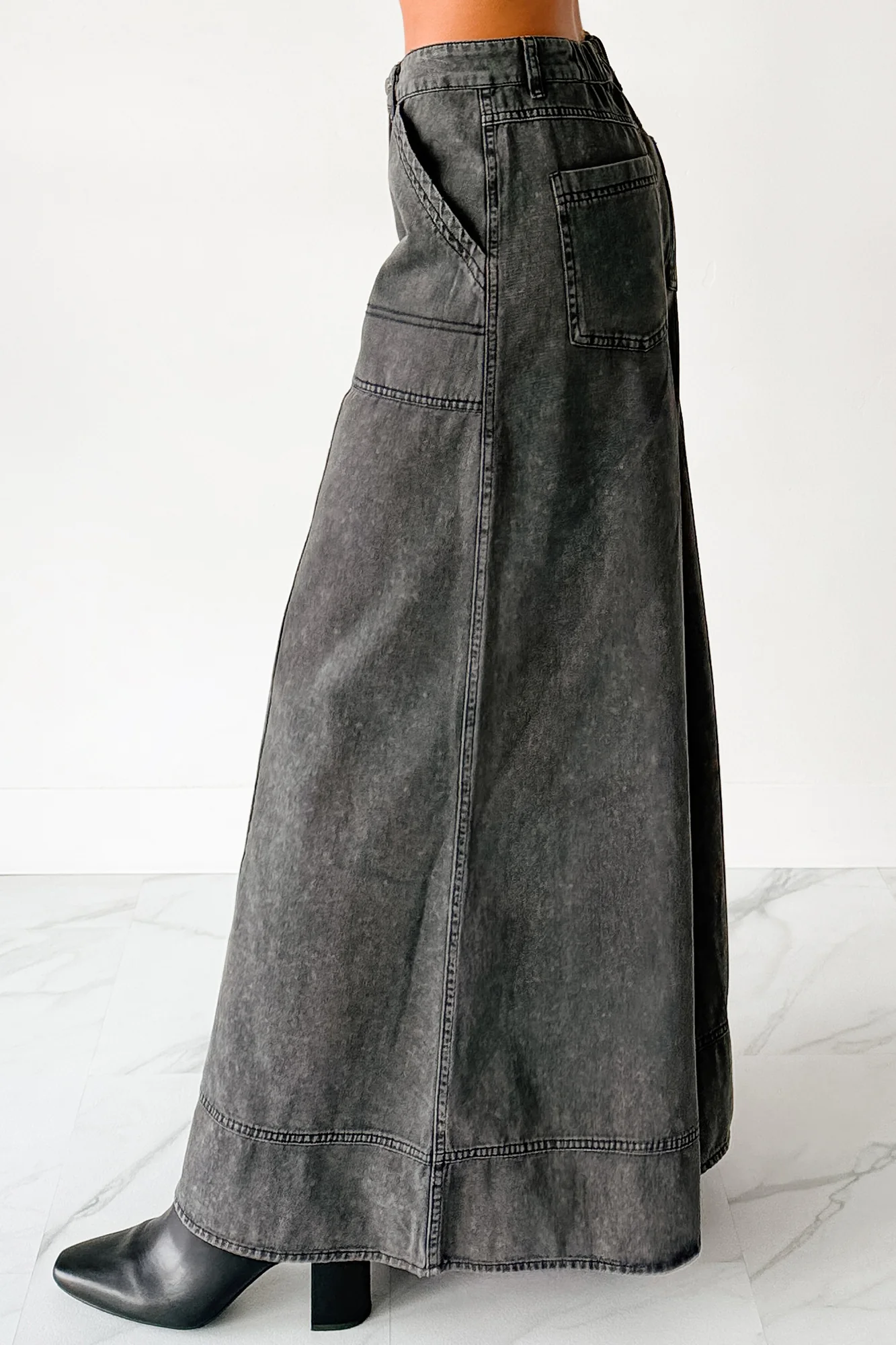 Norris Ultra Wide Leg Mustard Seed Jeans (Charcoal) - Image 8