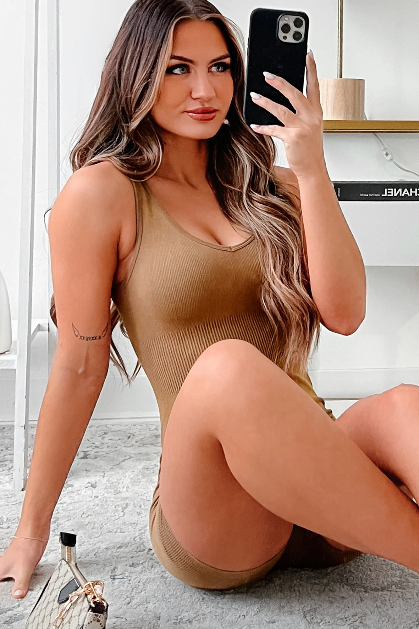 Productive Mornings Mineral Wash Seamless Romper (Mocha) - Image 5