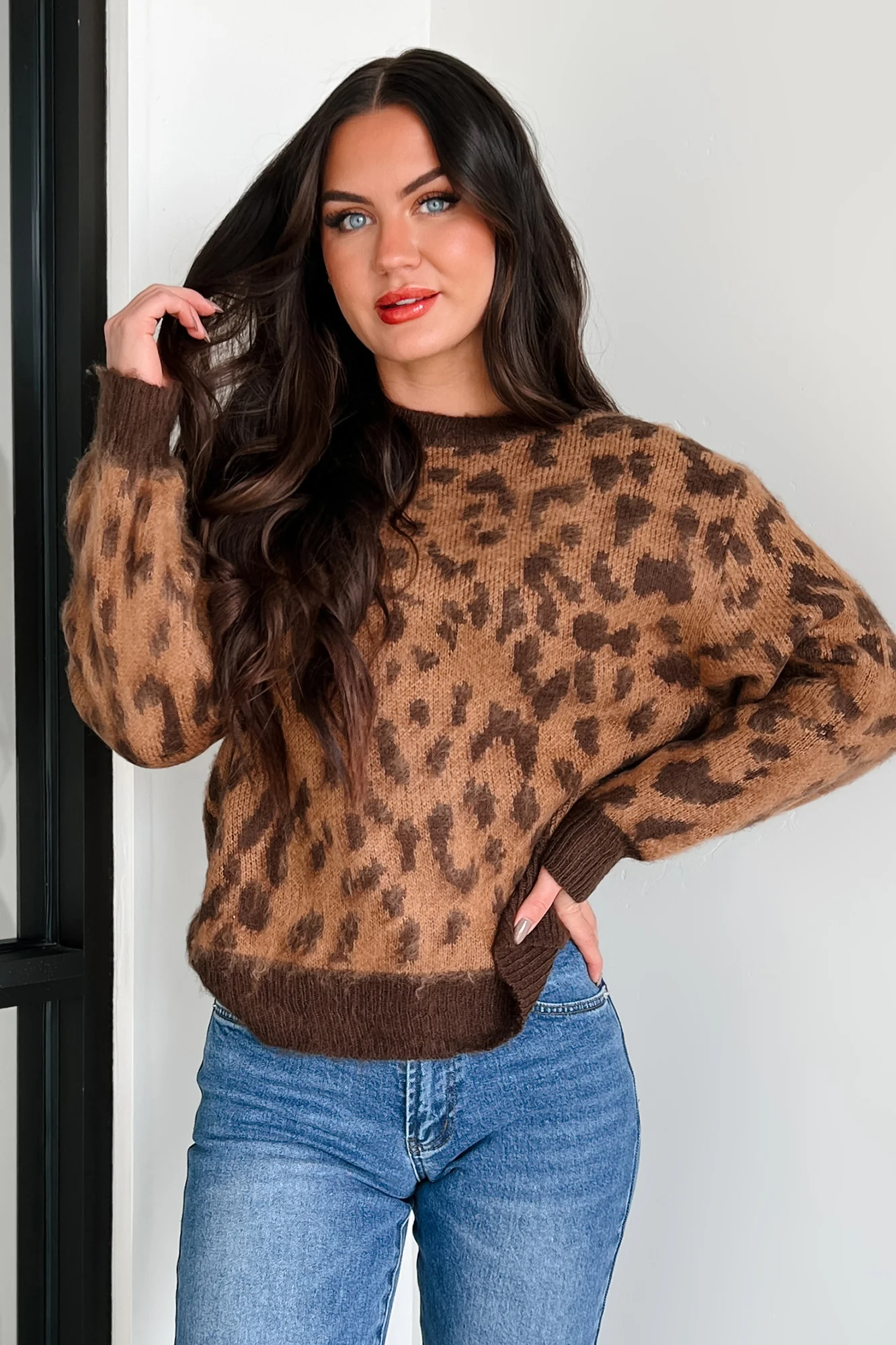 Sassy Since Birth Leopard Print Sweater (Camel/Brown) - Image 3