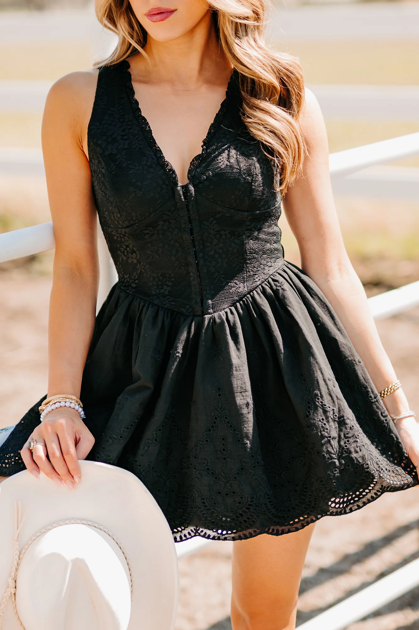 Scene Stealer Sleeveless Lace Mini Dress (Black) - Image 4