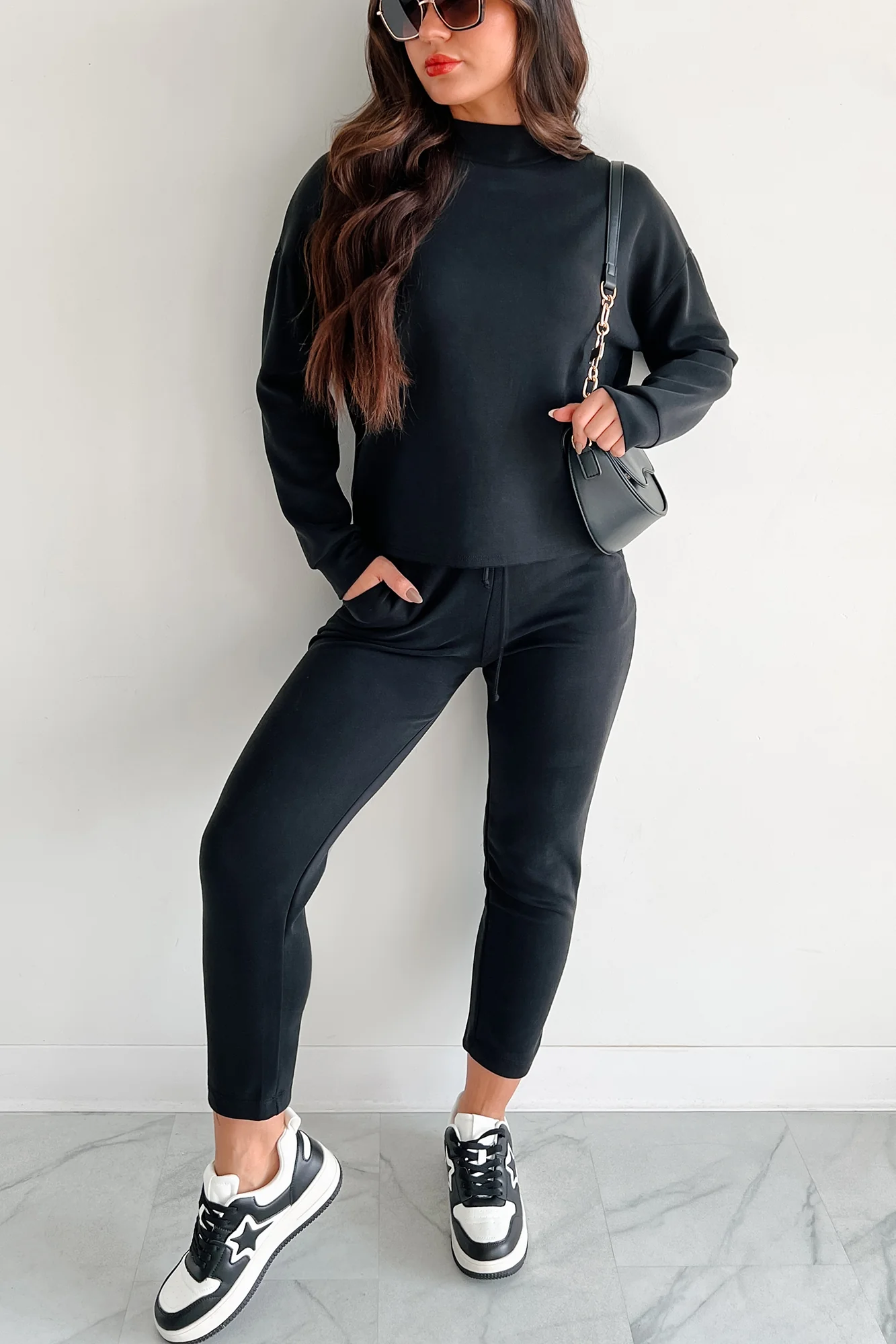 Skyler Buttery Soft Wasabi Mint Mock Neck Top (Black) - Image 10