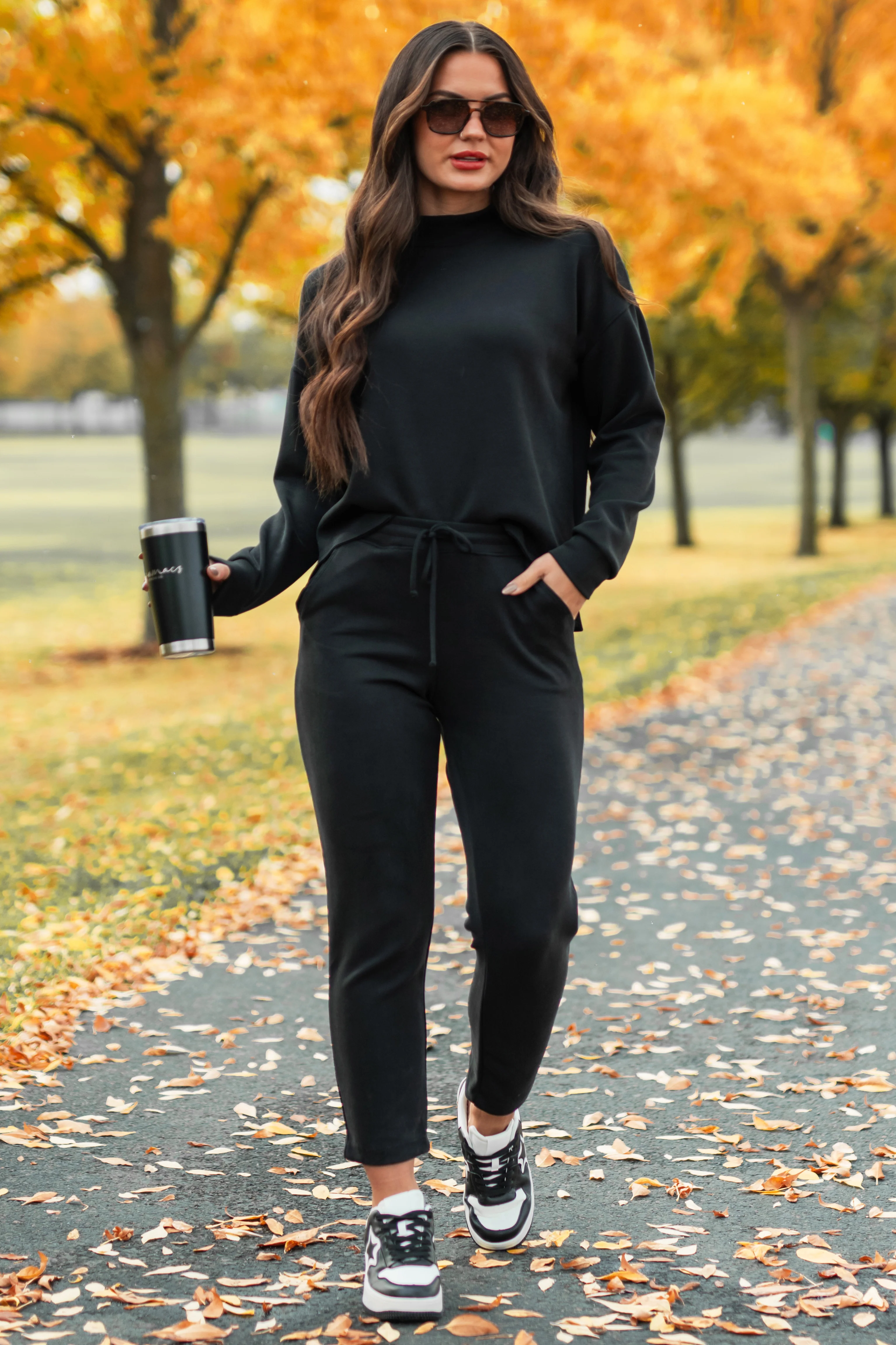 Skyler Buttery Soft Wasabi Mint Mock Neck Top (Black) - Image 4